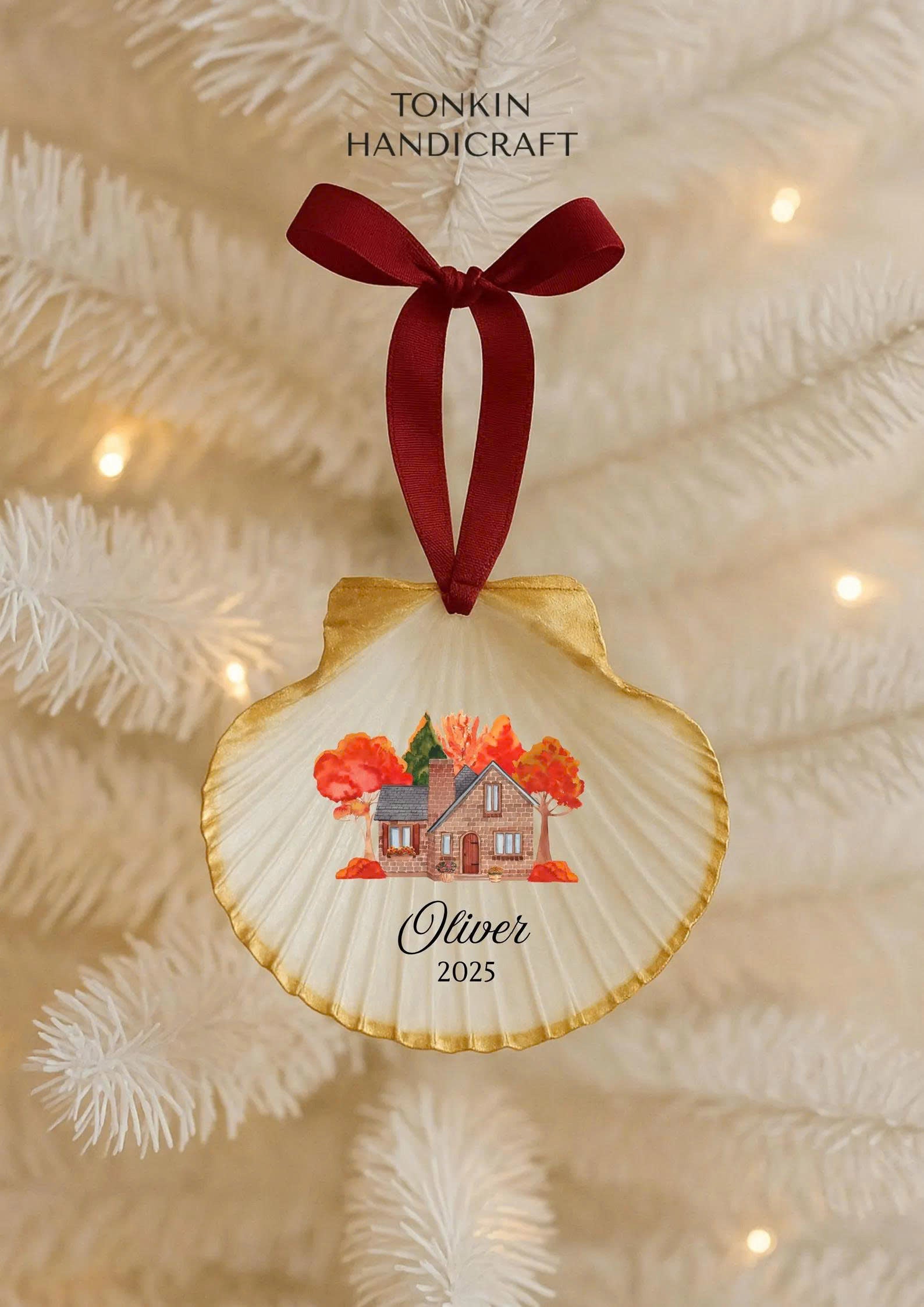 Personalized Engagement Shell Ornament 2