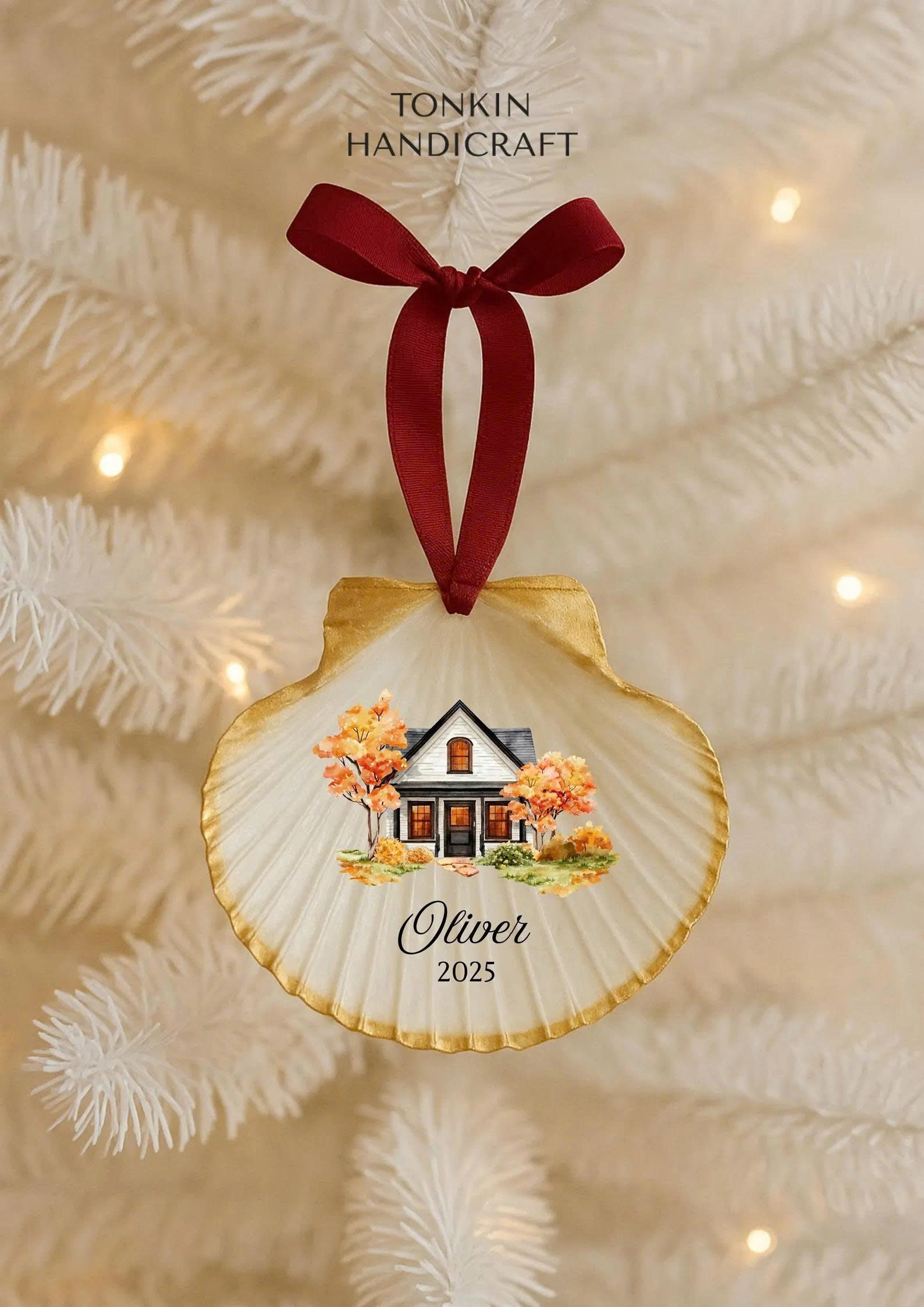 Personalized Engagement Shell Ornament 2
