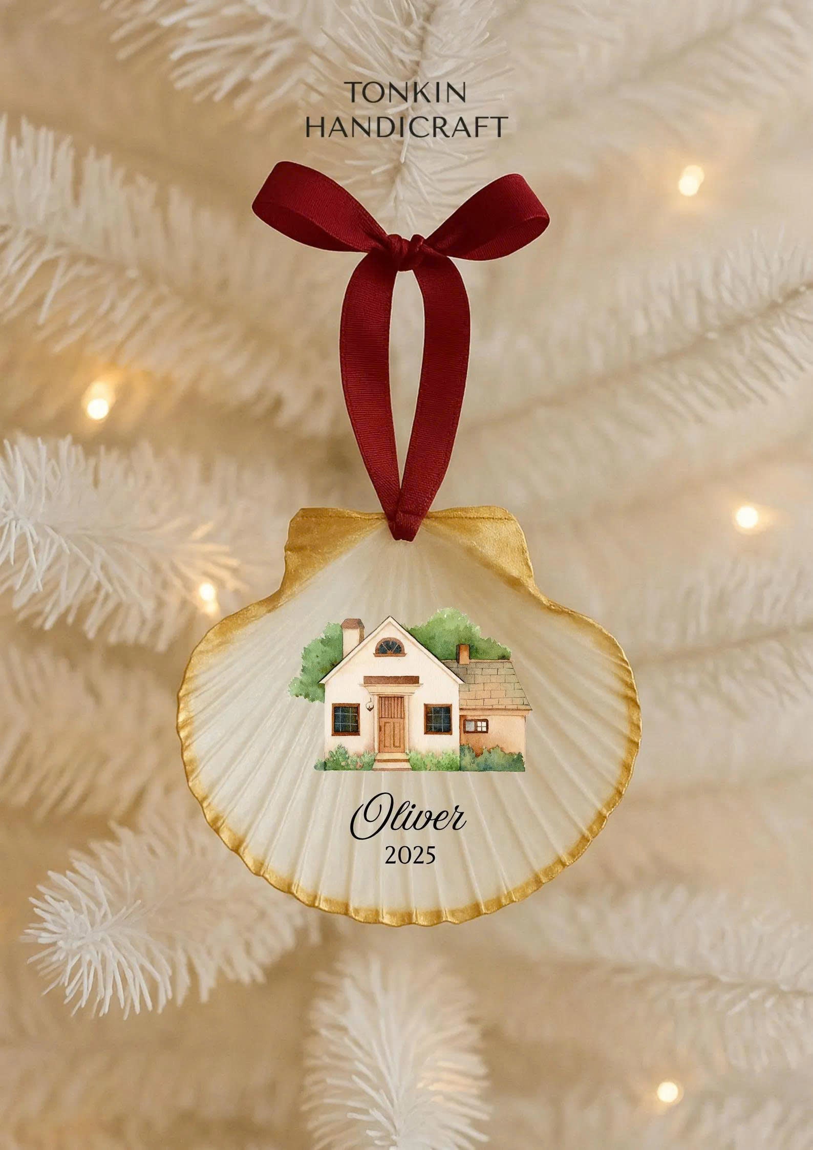 Personalized Engagement Shell Ornament 2