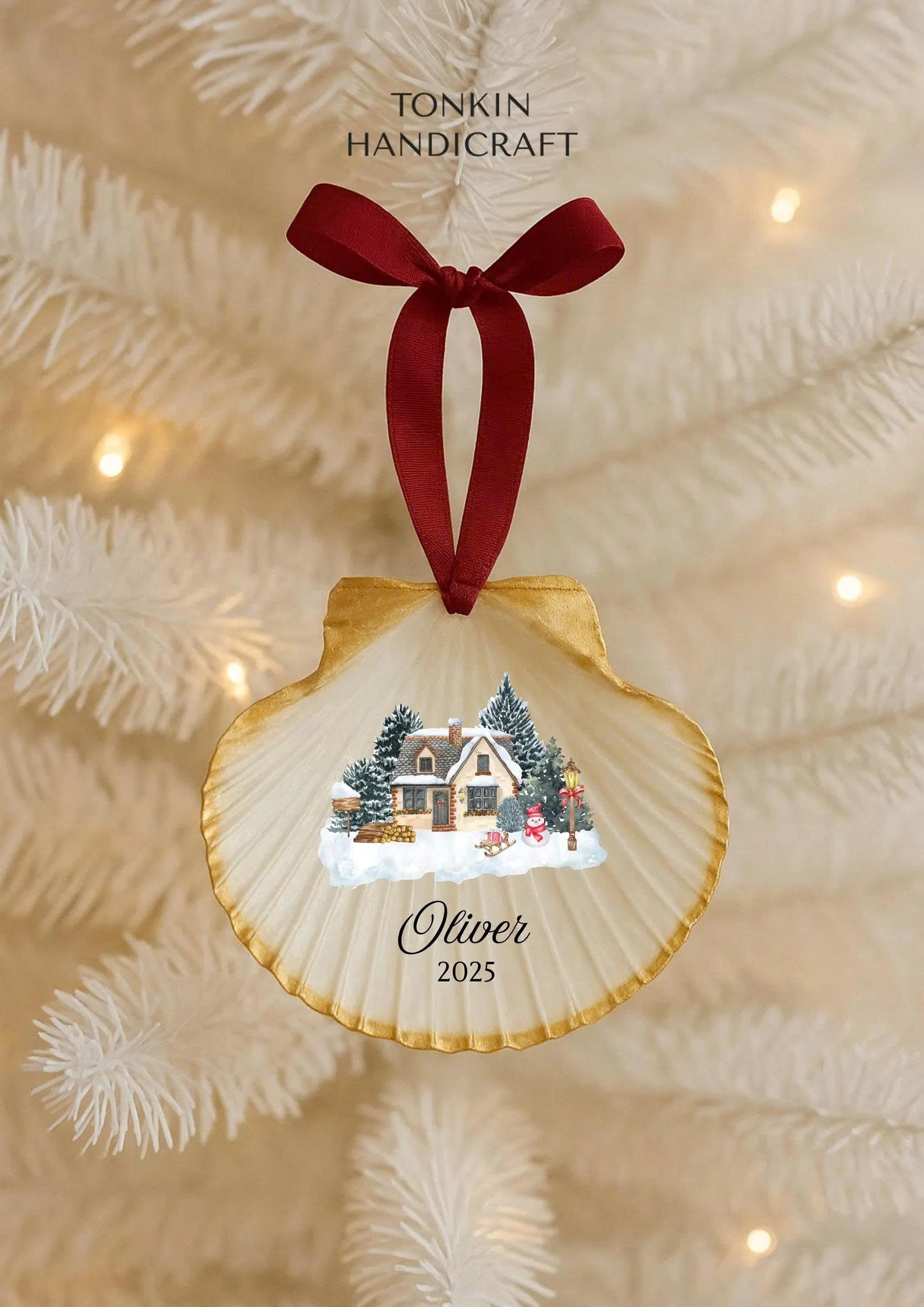 Personalized Engagement Shell Ornament 2