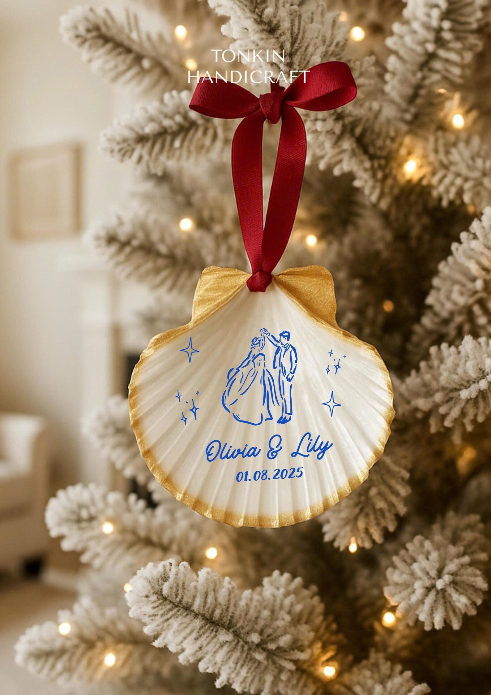Personalized Engagement Shell Ornament 16