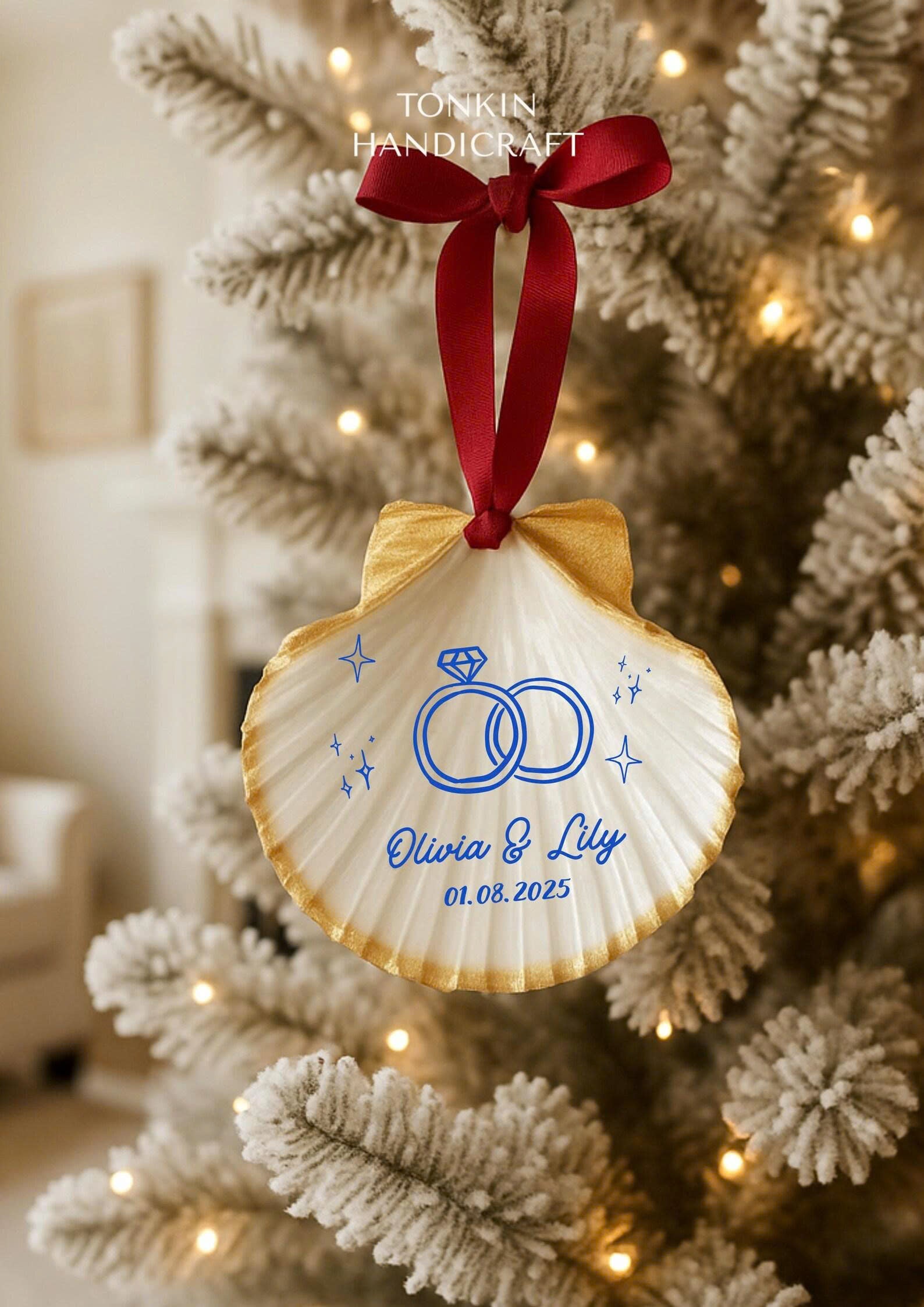 Personalized Engagement Shell Ornament 16