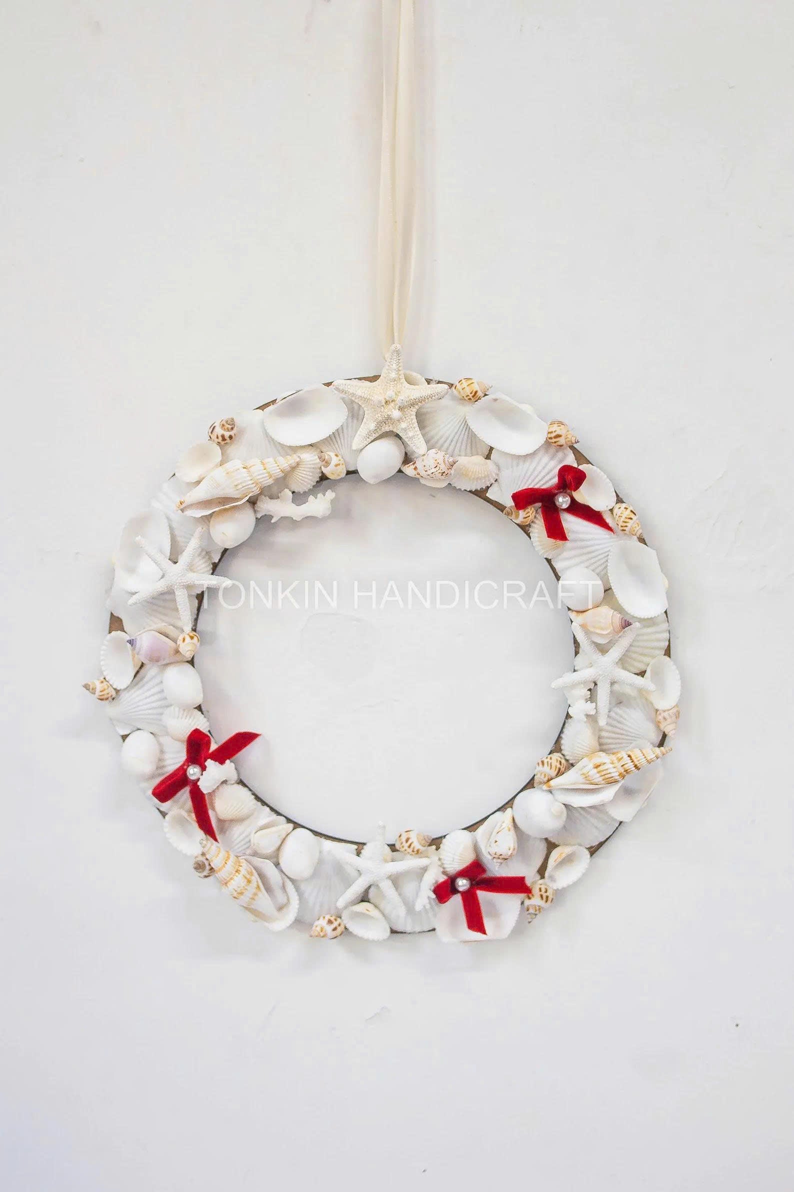 Shell Round Wreath, Christmas Nautical Wreath Gift