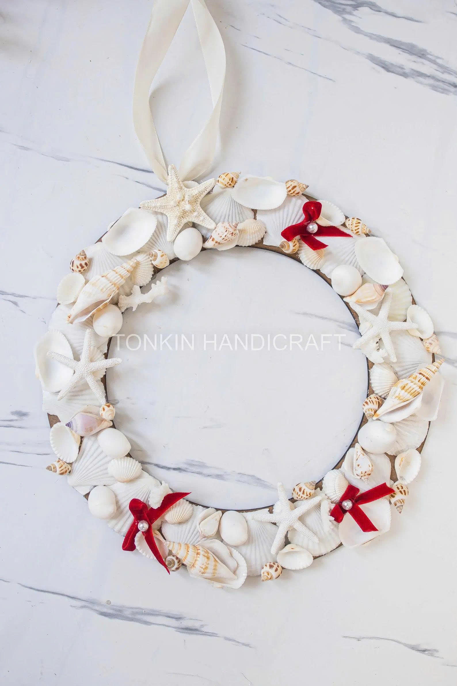 Shell Round Wreath, Christmas Nautical Wreath Gift