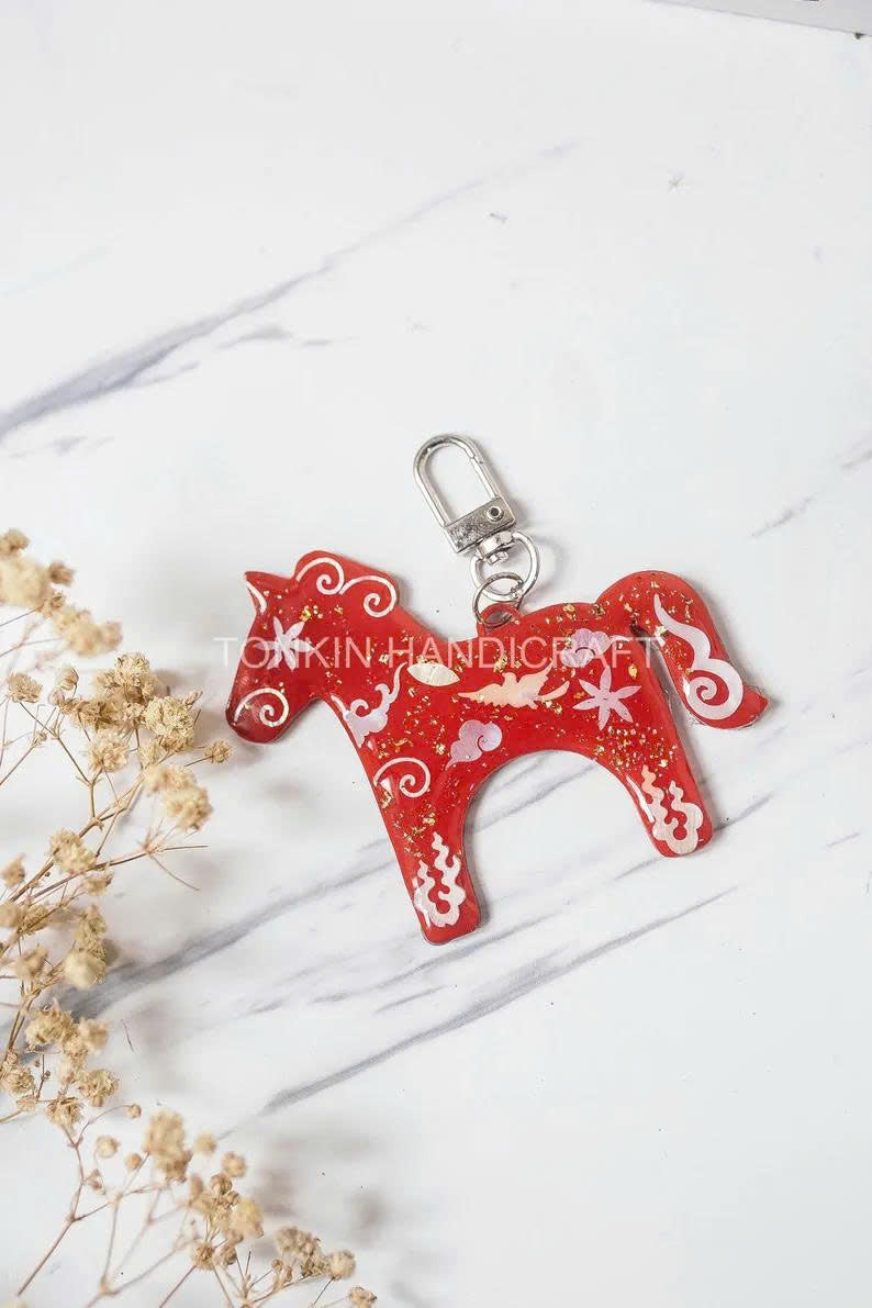 Personalized Hand-Inlaid Mother-of-Pearl Keychain 2 - TONKIN HANDICRAFT