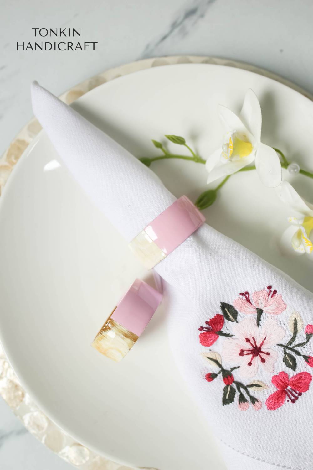 Plum Pink Lacquer Horn Napkin Ring