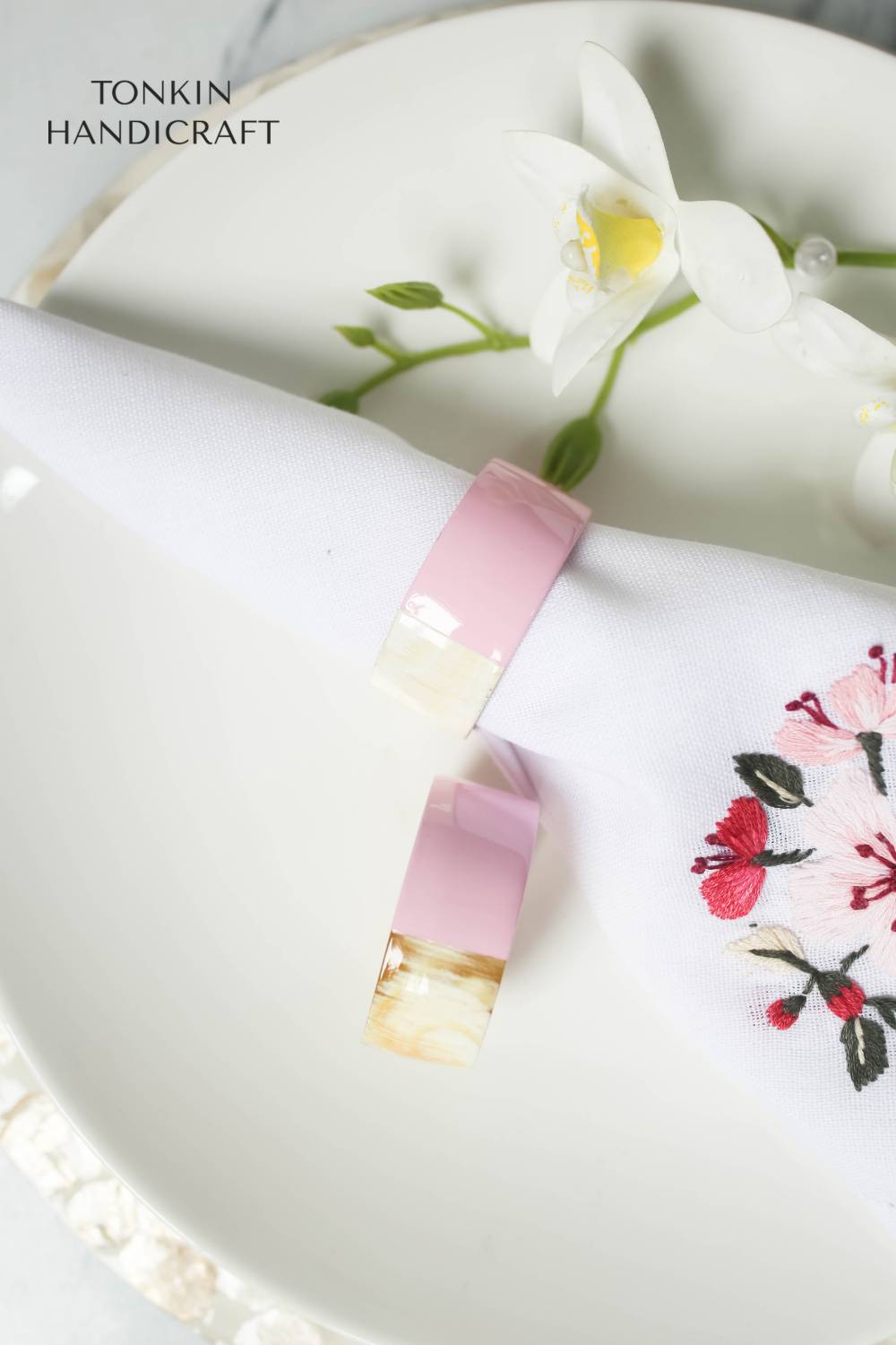 Plum Pink Lacquer Horn Napkin Ring