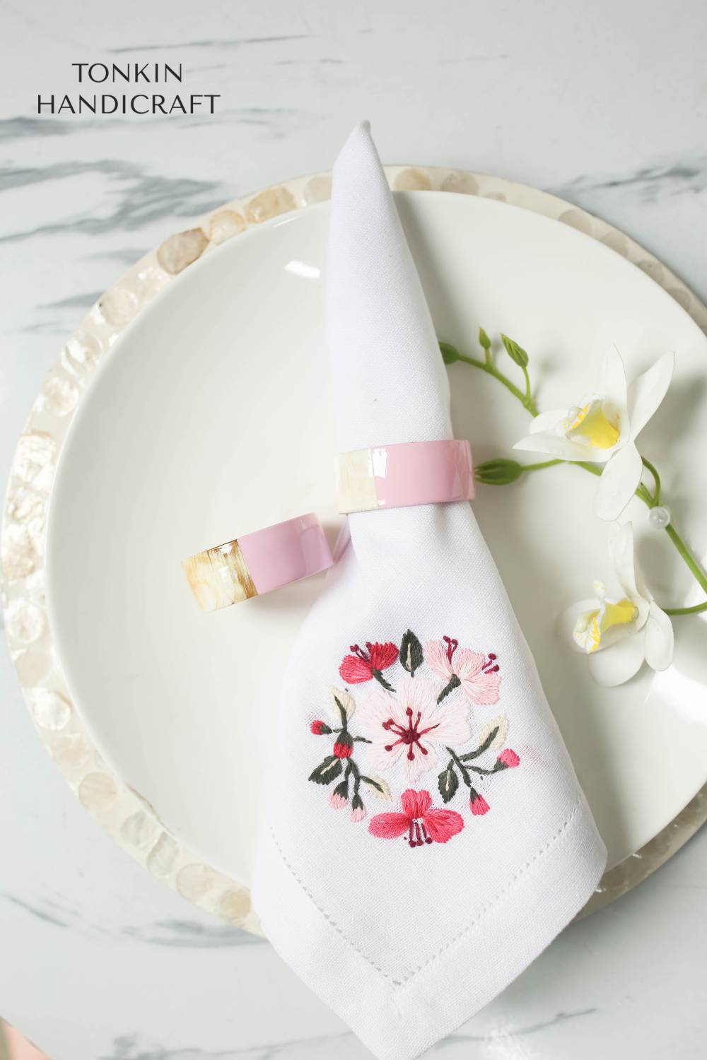 Plum Pink Lacquer Horn Napkin Ring