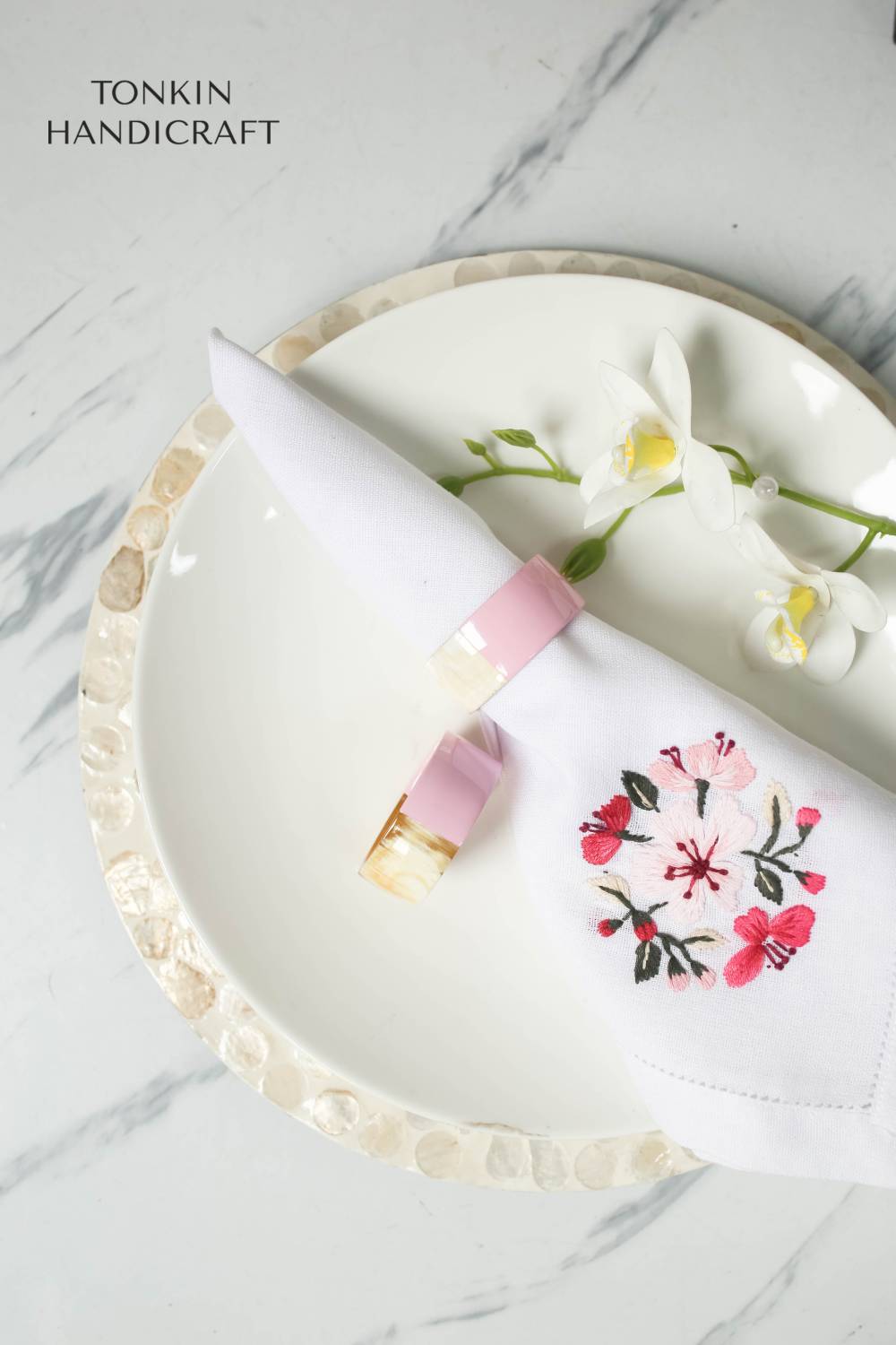 Plum Pink Lacquer Horn Napkin Ring