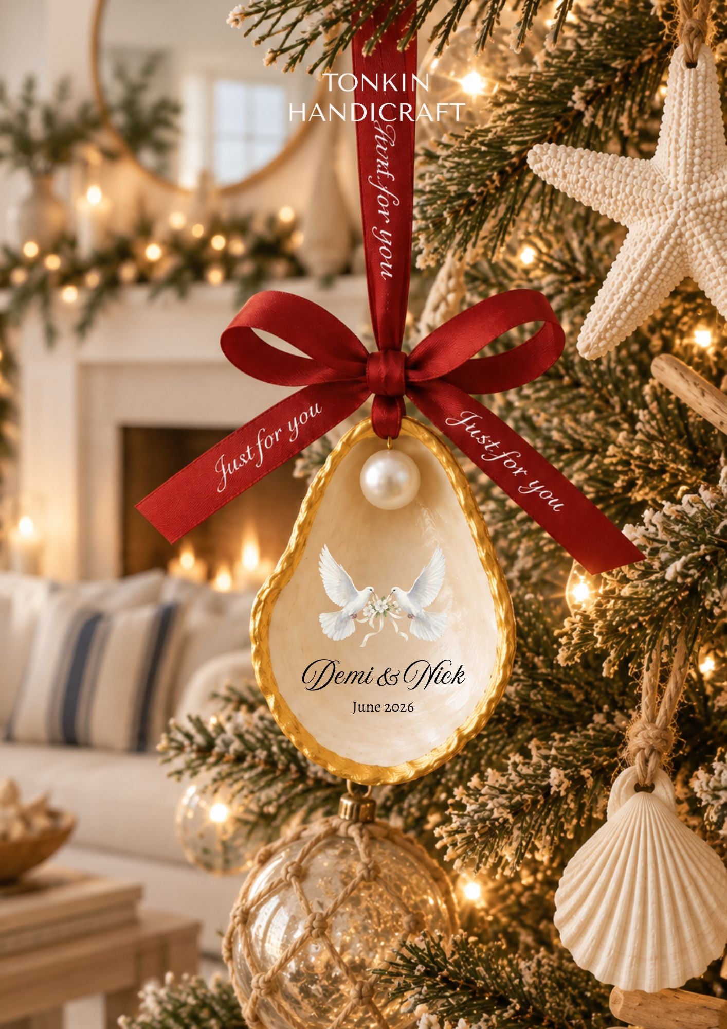 Personalized Engagement Oyster Ornament