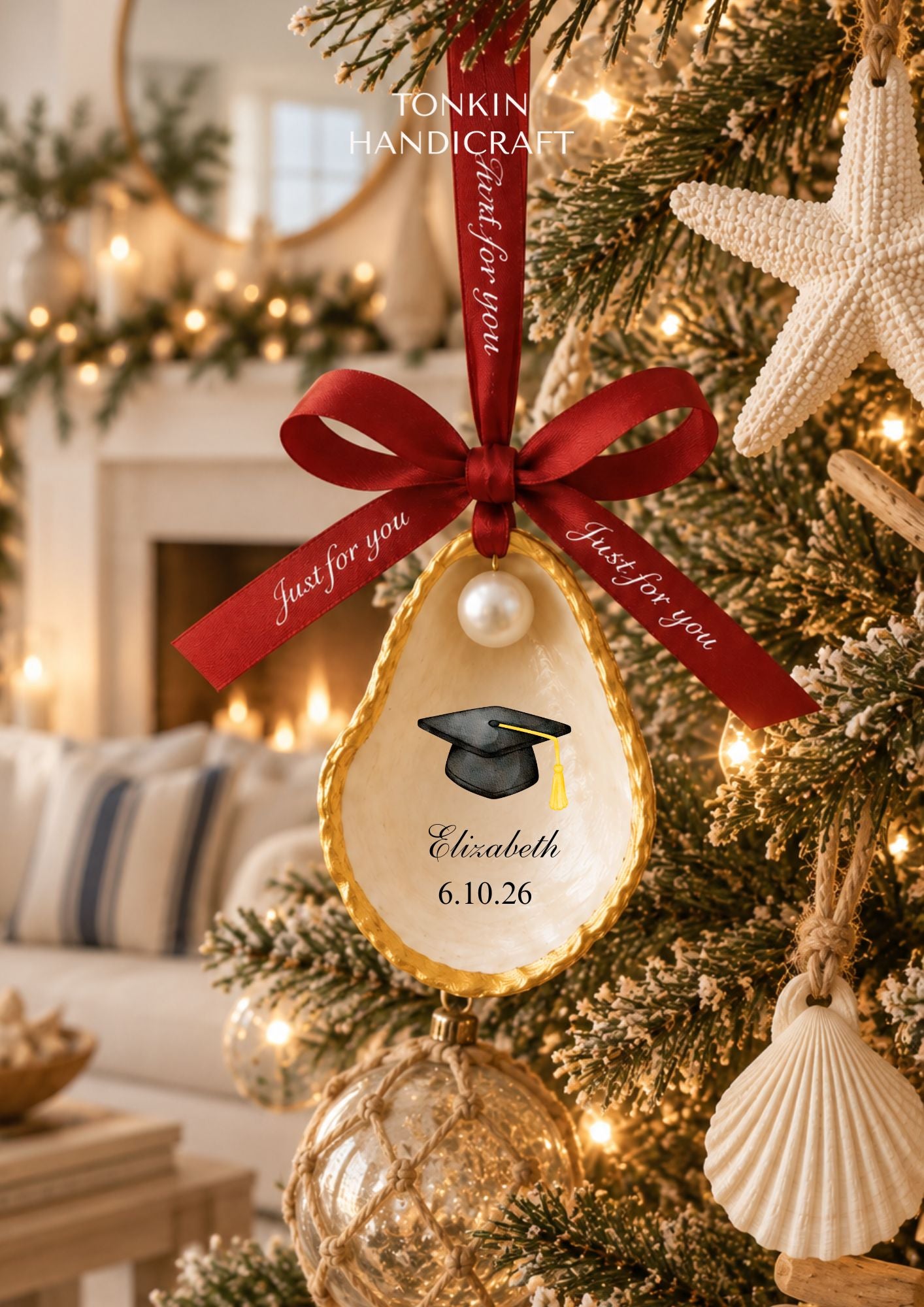 Personalized Graduation Oyster Ornament