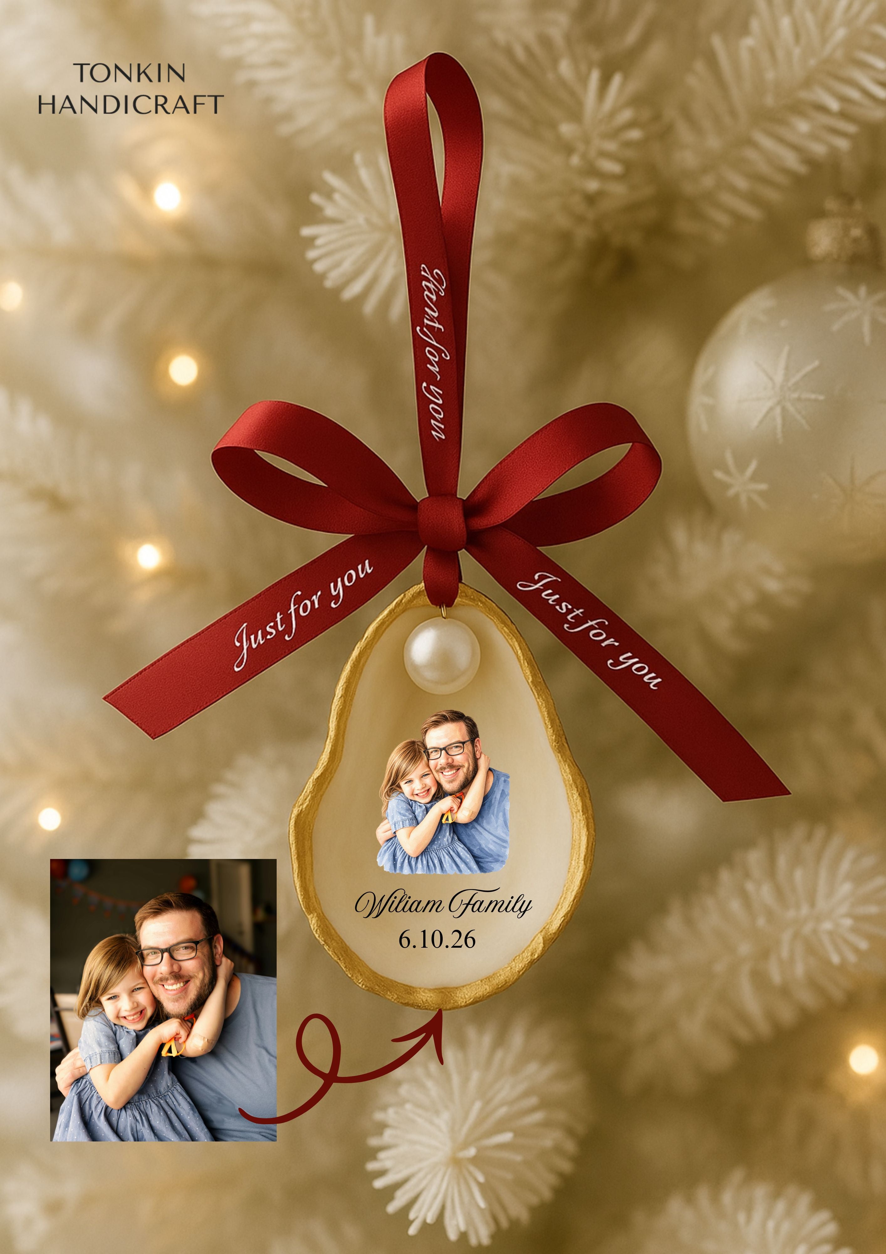 Personalized Christmas Oyster Ornament