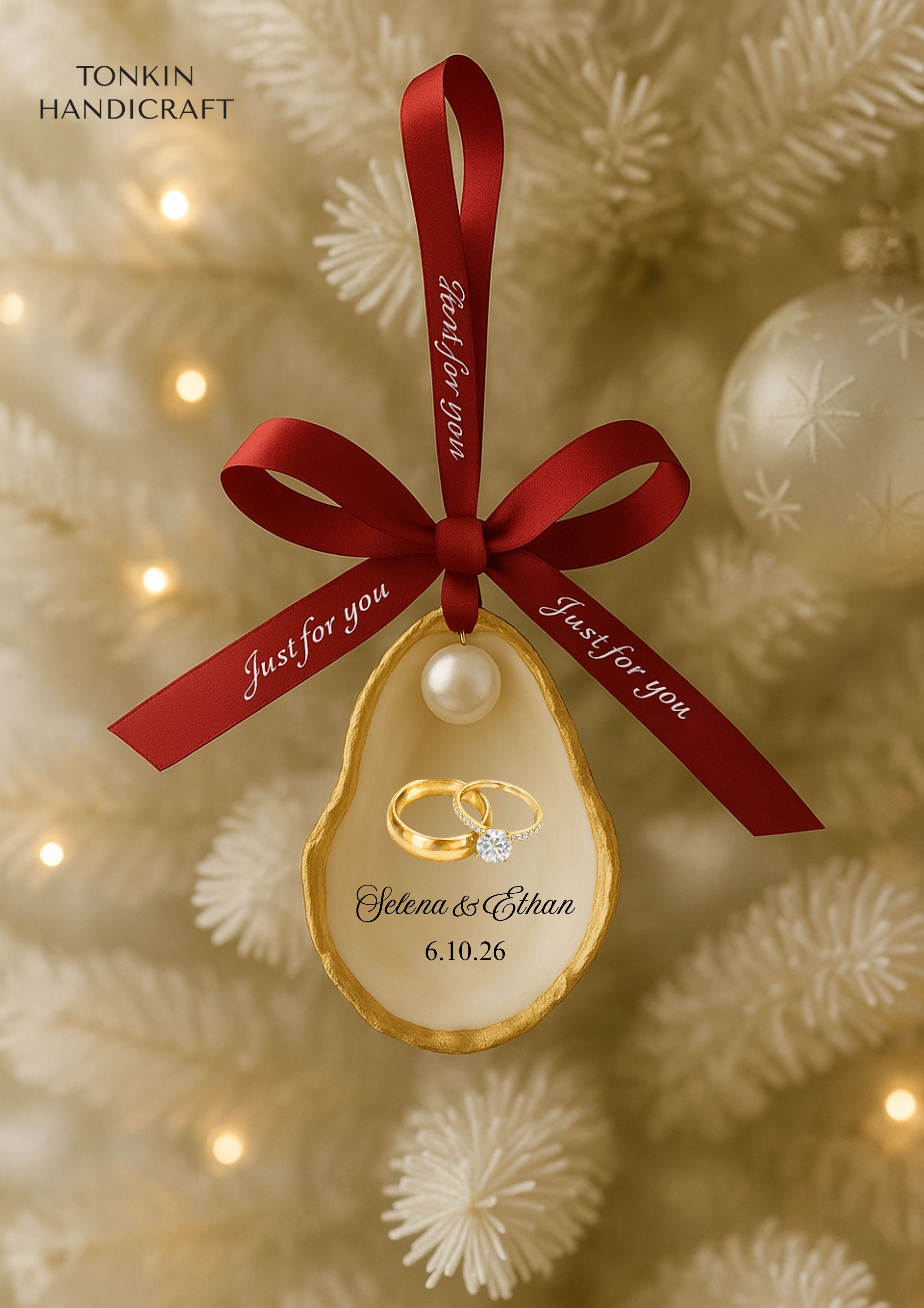 Personalized Engagement Oyster Ornament