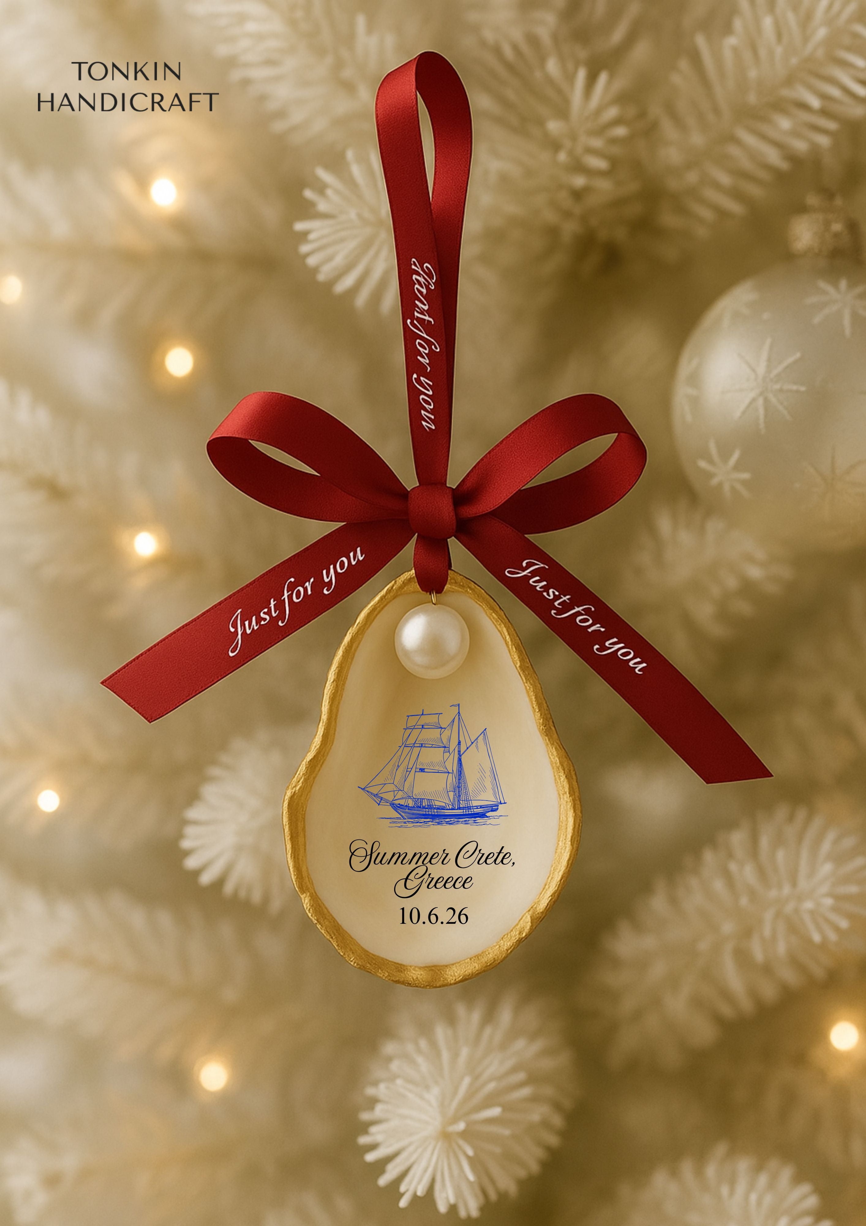 Personalized Summer Anniversary Oyster Ornament