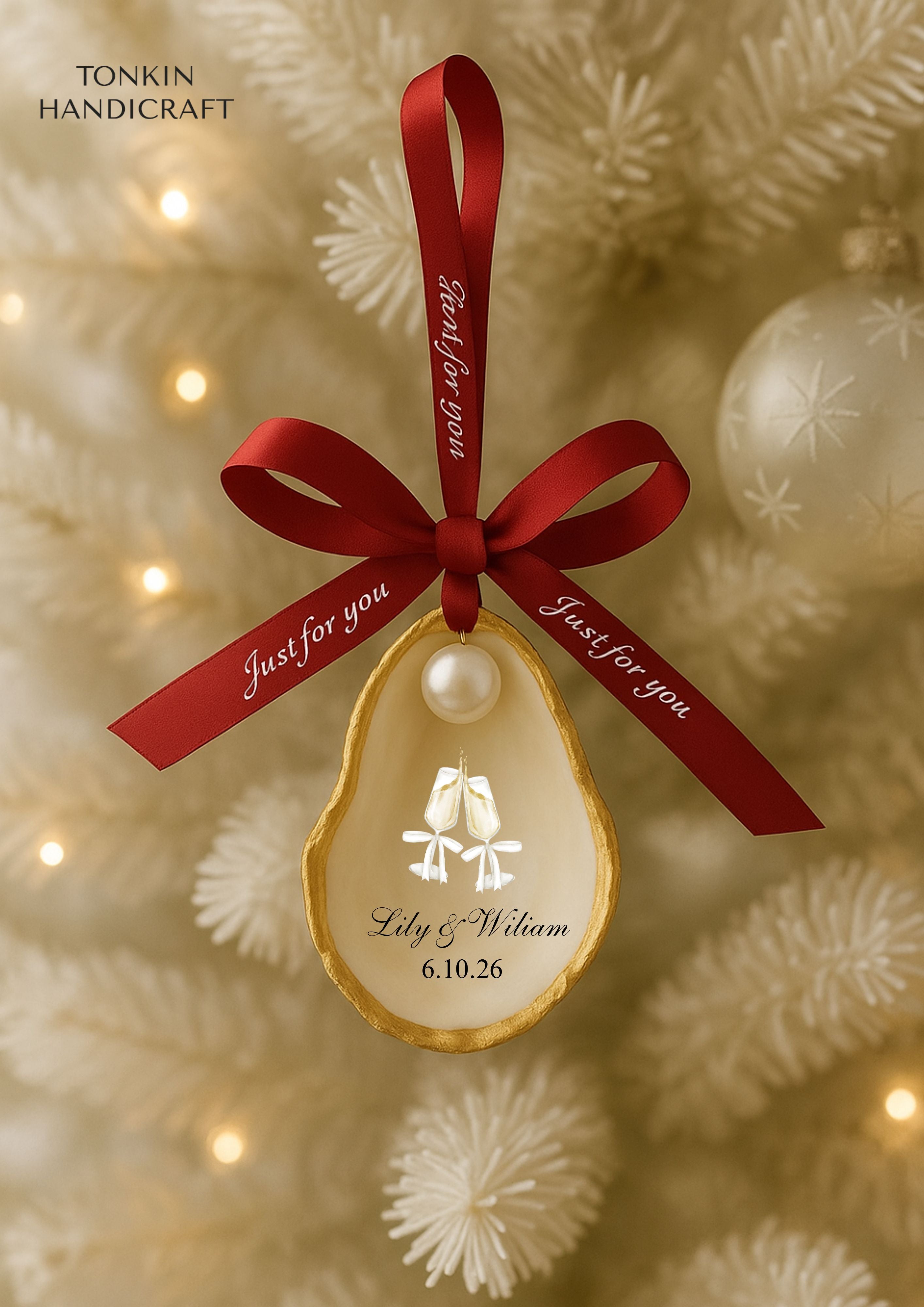 Personalized Engagement Oyster Ornament