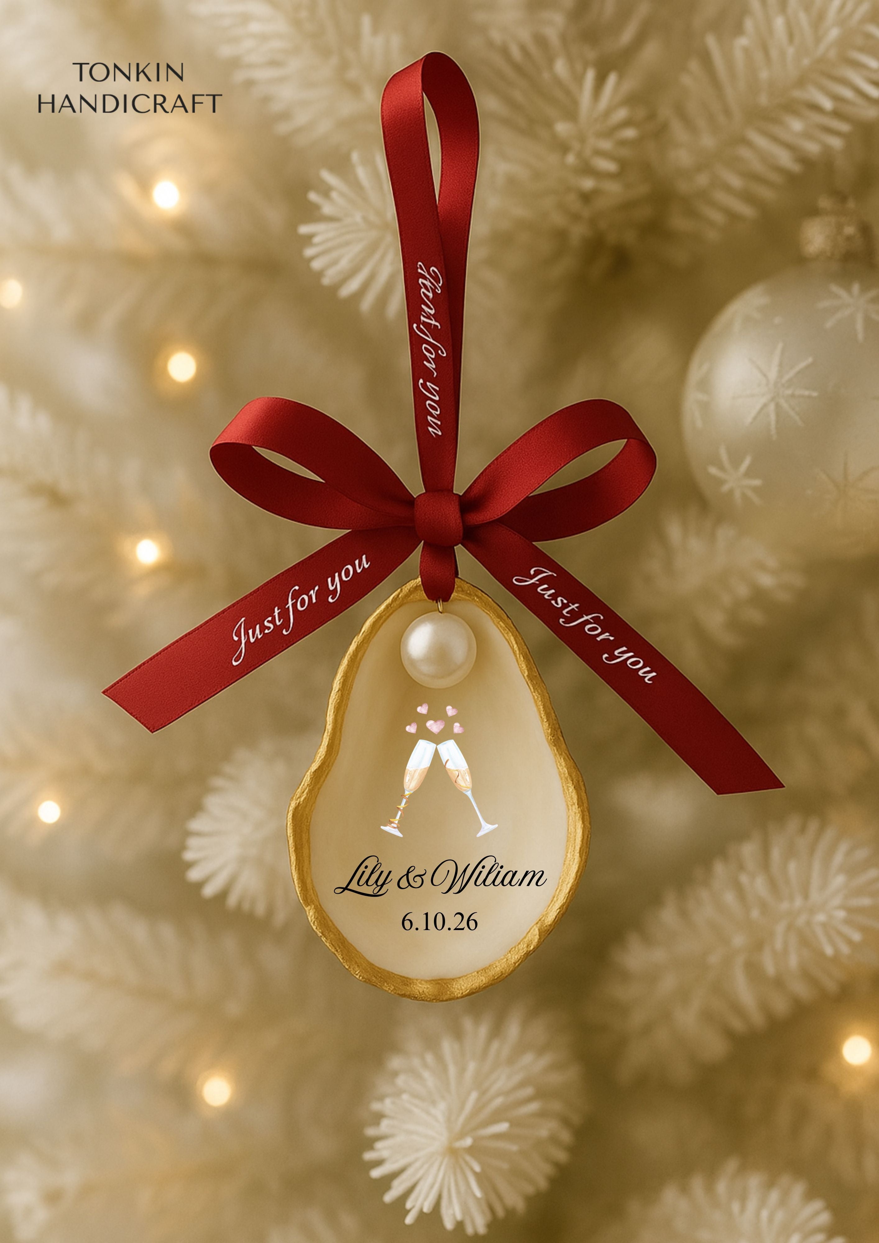 Personalized Engagement Oyster Ornament