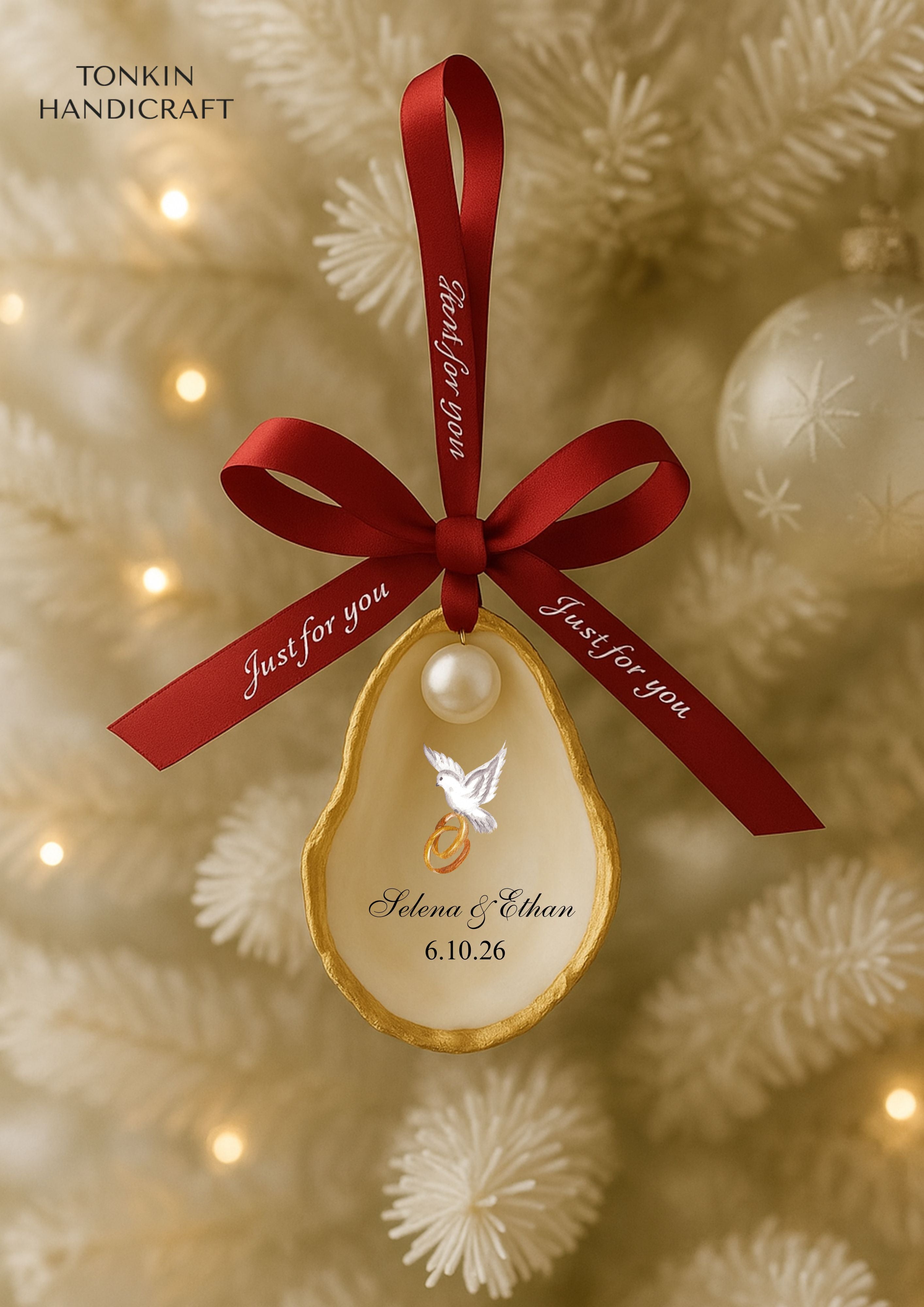 Personalized Engagement Oyster Ornament