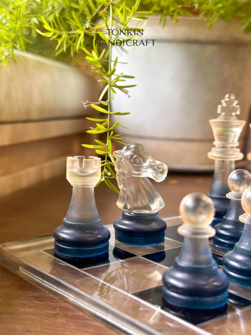 Bluee Resin Chess Set