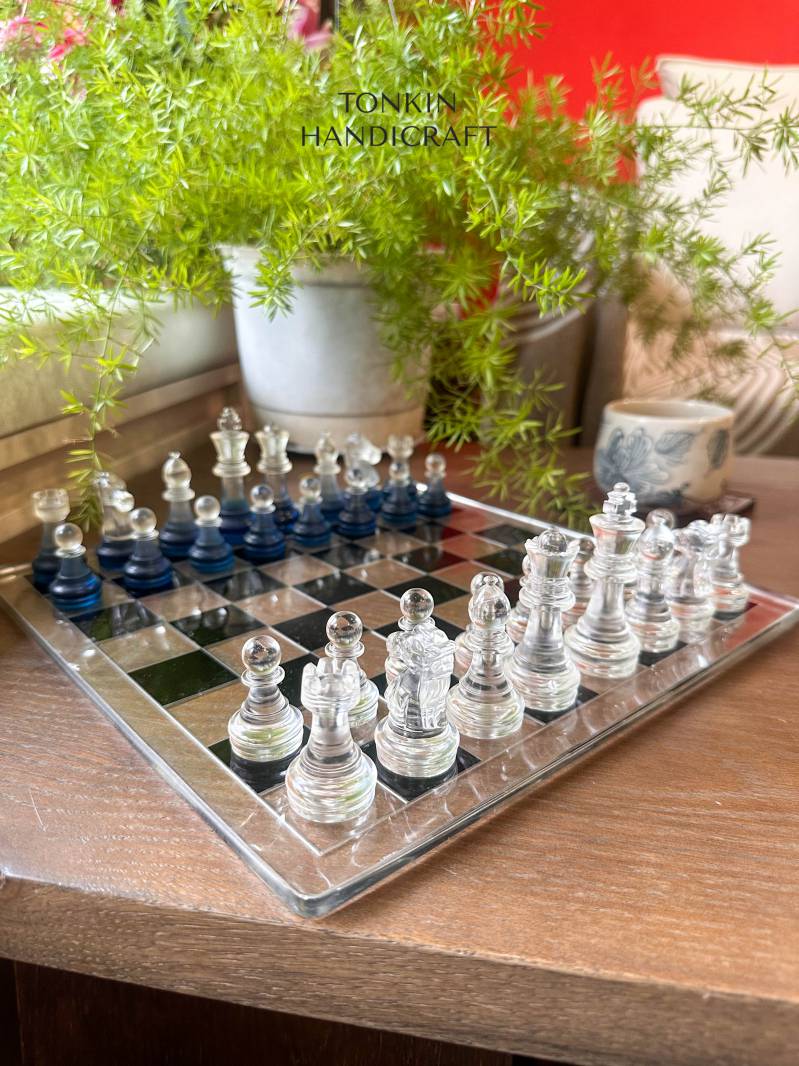 Bluee Resin Chess Set