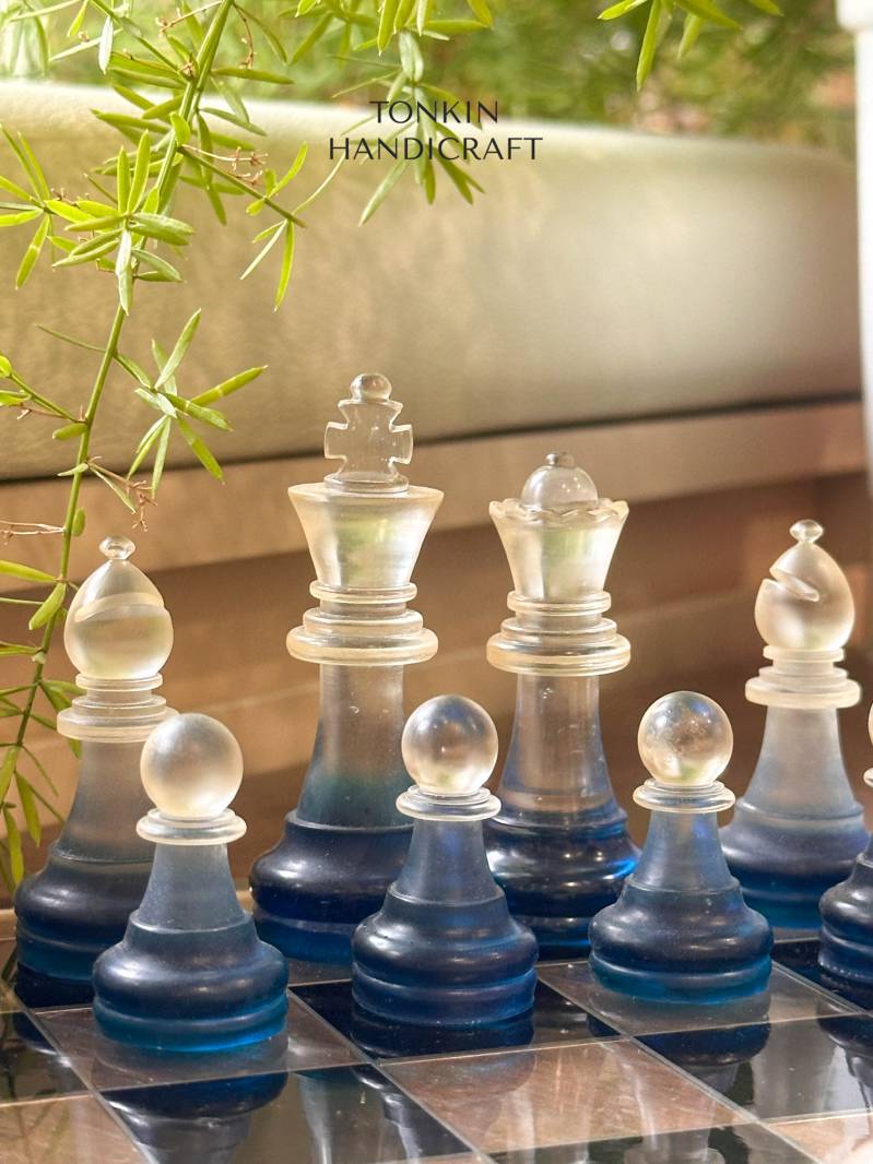 Bluee Resin Chess Set