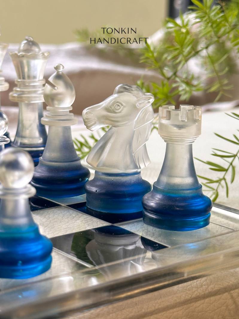 Bluee Resin Chess Set