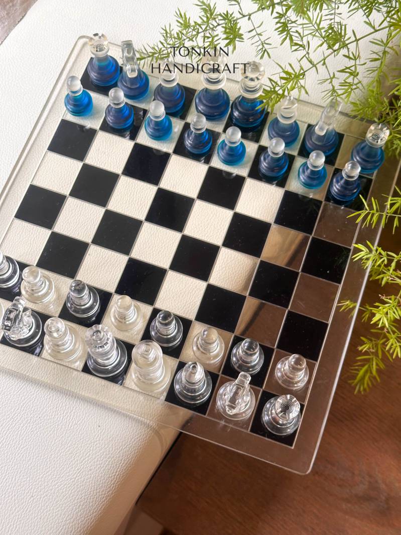 Bluee Resin Chess Set