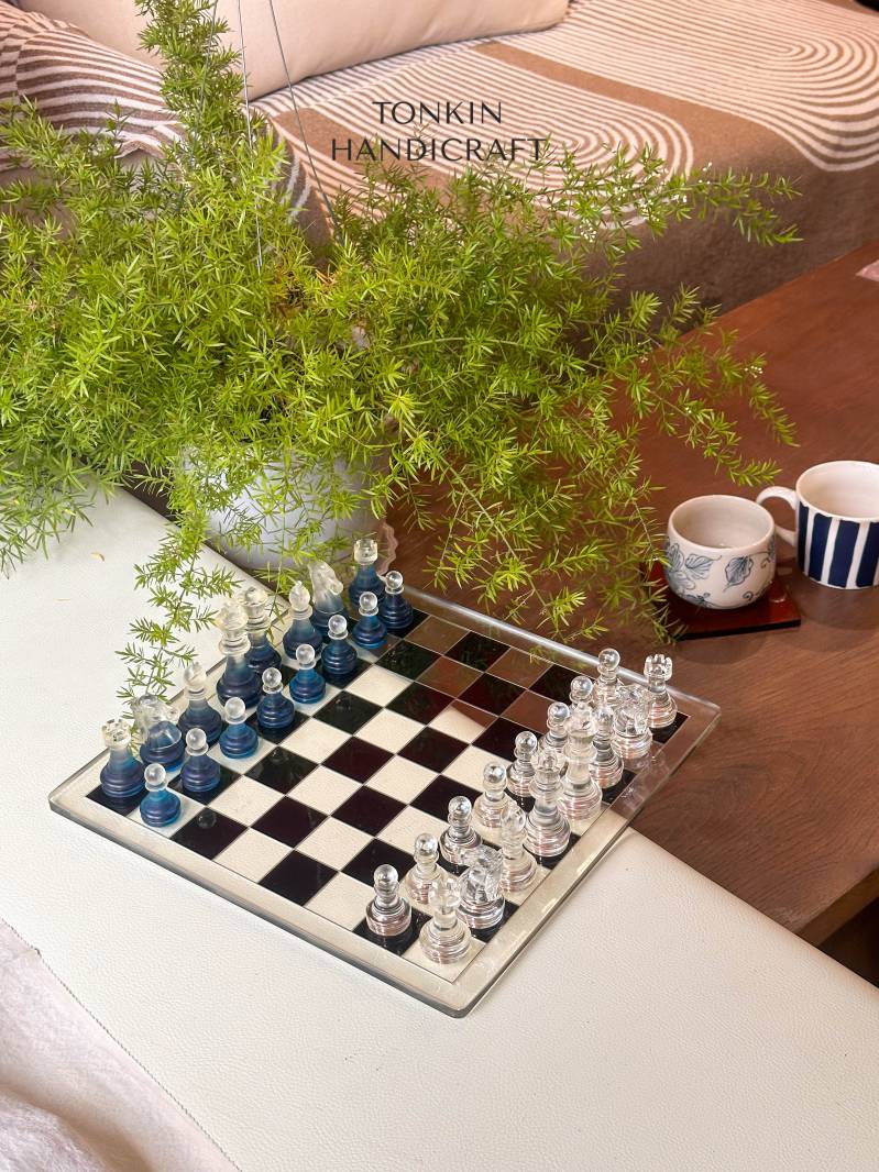 Bluee Resin Chess Set