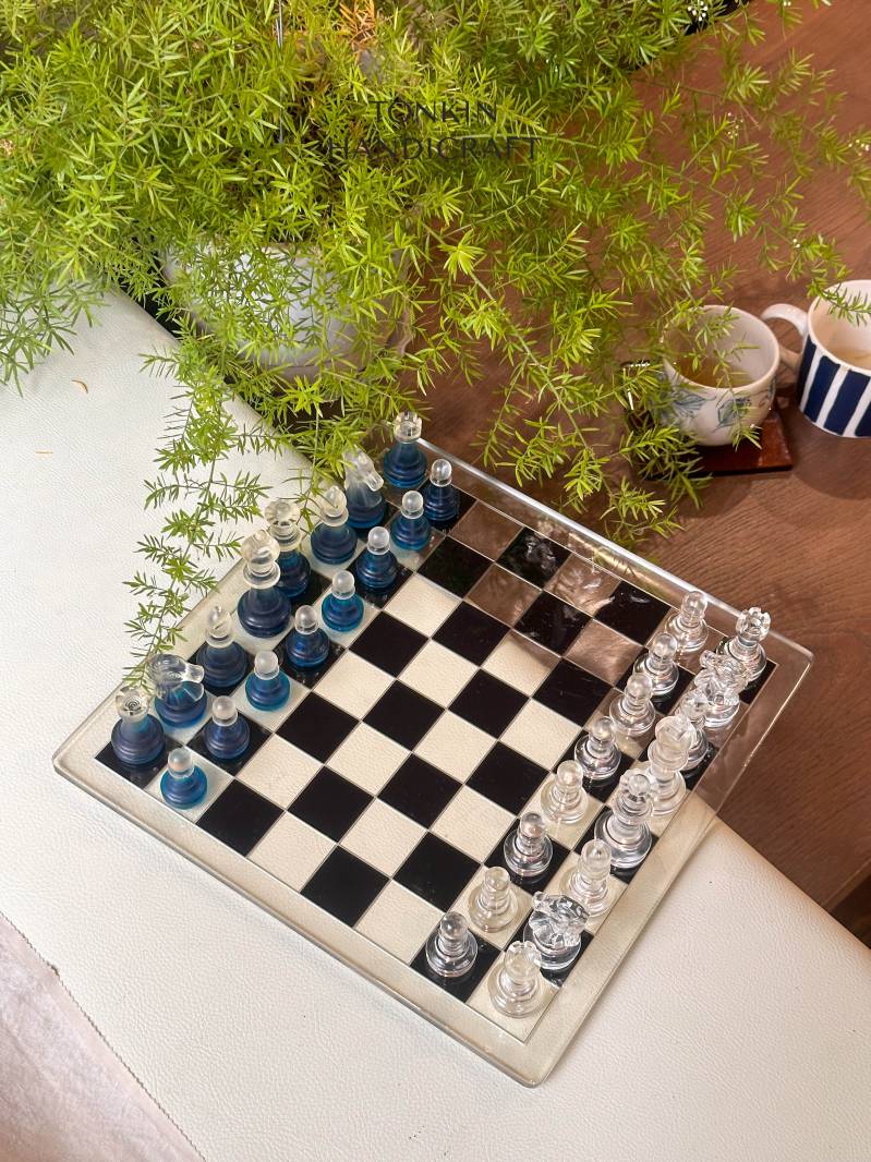 Bluee Resin Chess Set