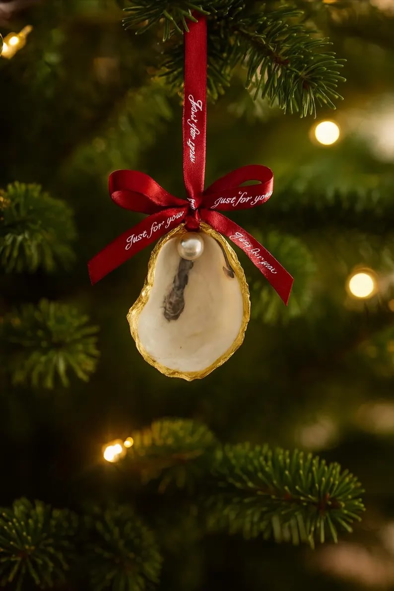 Personalized Christmas Oyster Ornament