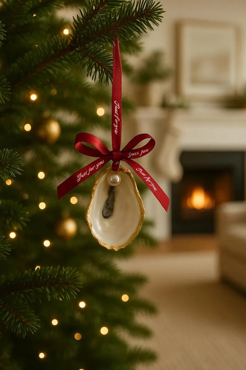 Personalized Christmas Oyster Ornament
