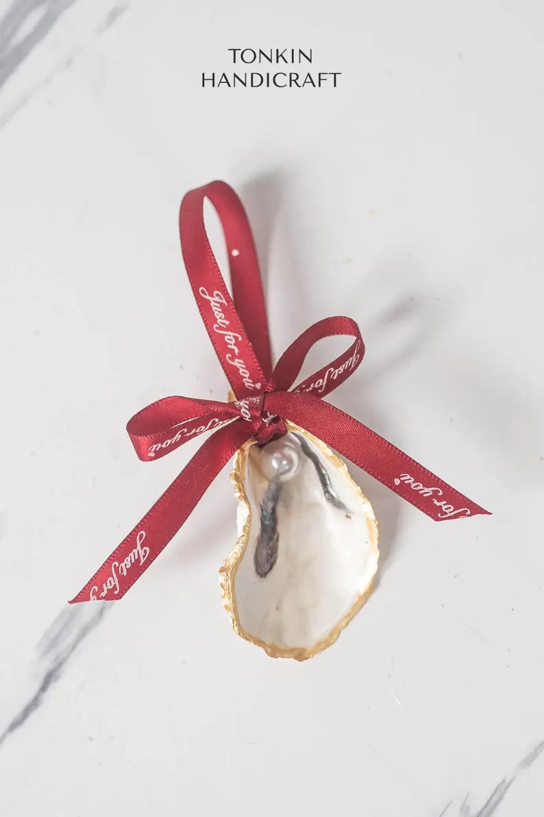 Personalized Christmas Oyster Ornament