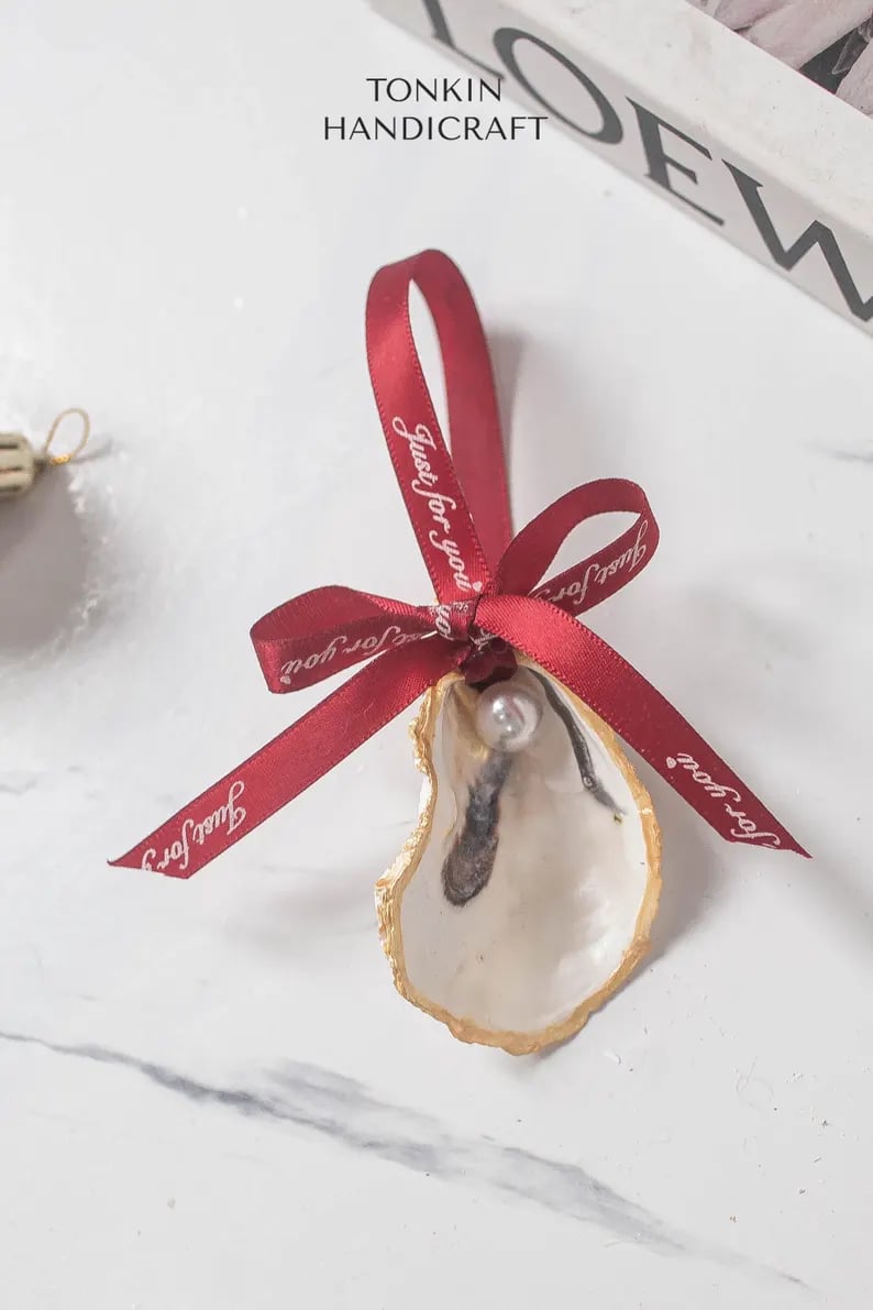 Personalized Christmas Oyster Ornament