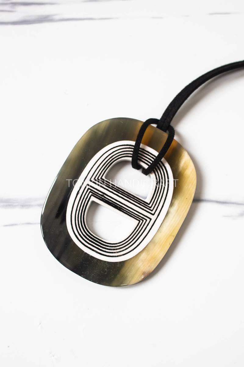 Bon Buffalo Horn Necklace Suede Leather String