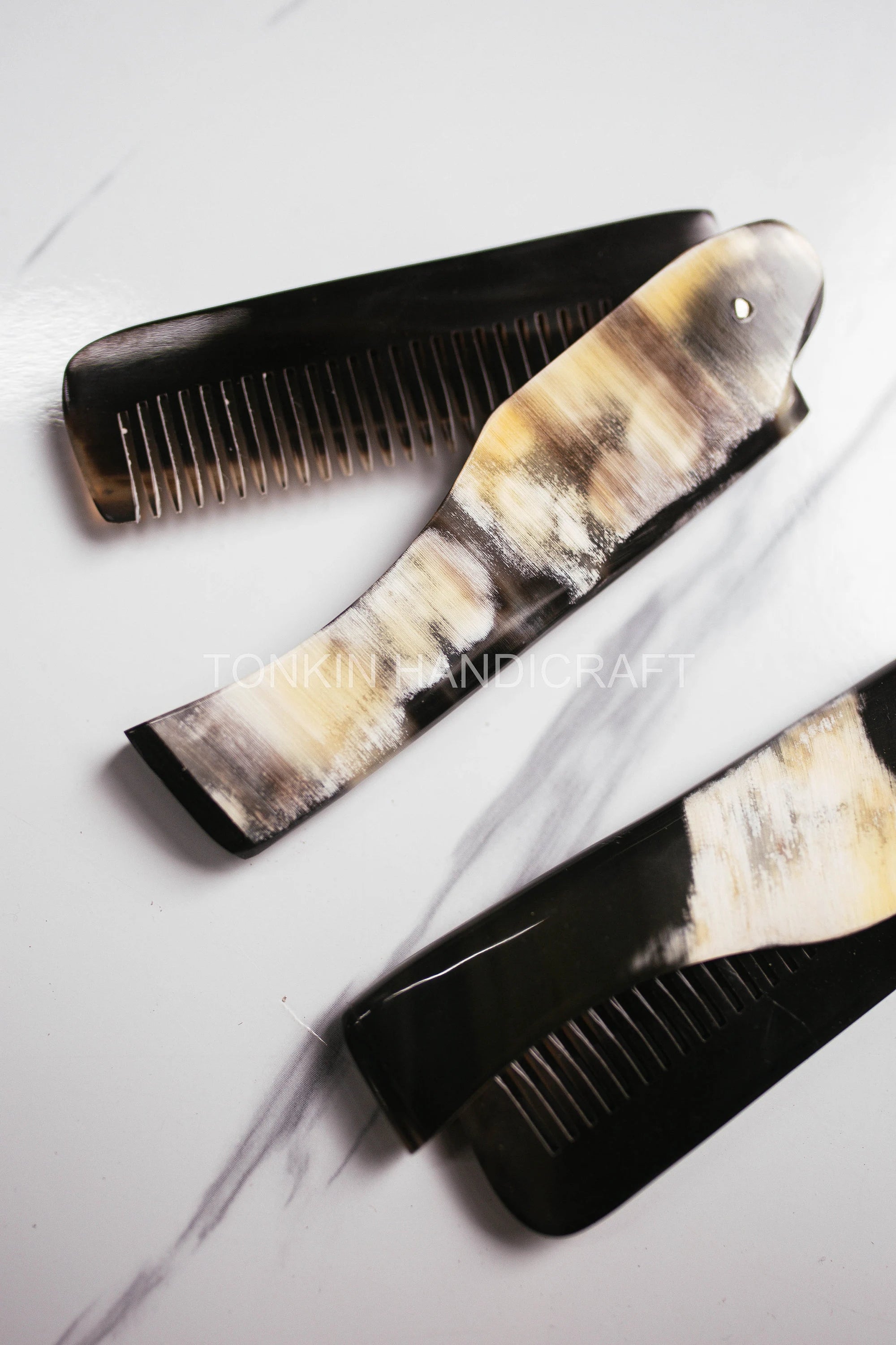 Personalized Folding Horn Comb,Natural Buffalo Horn Comb, Gift