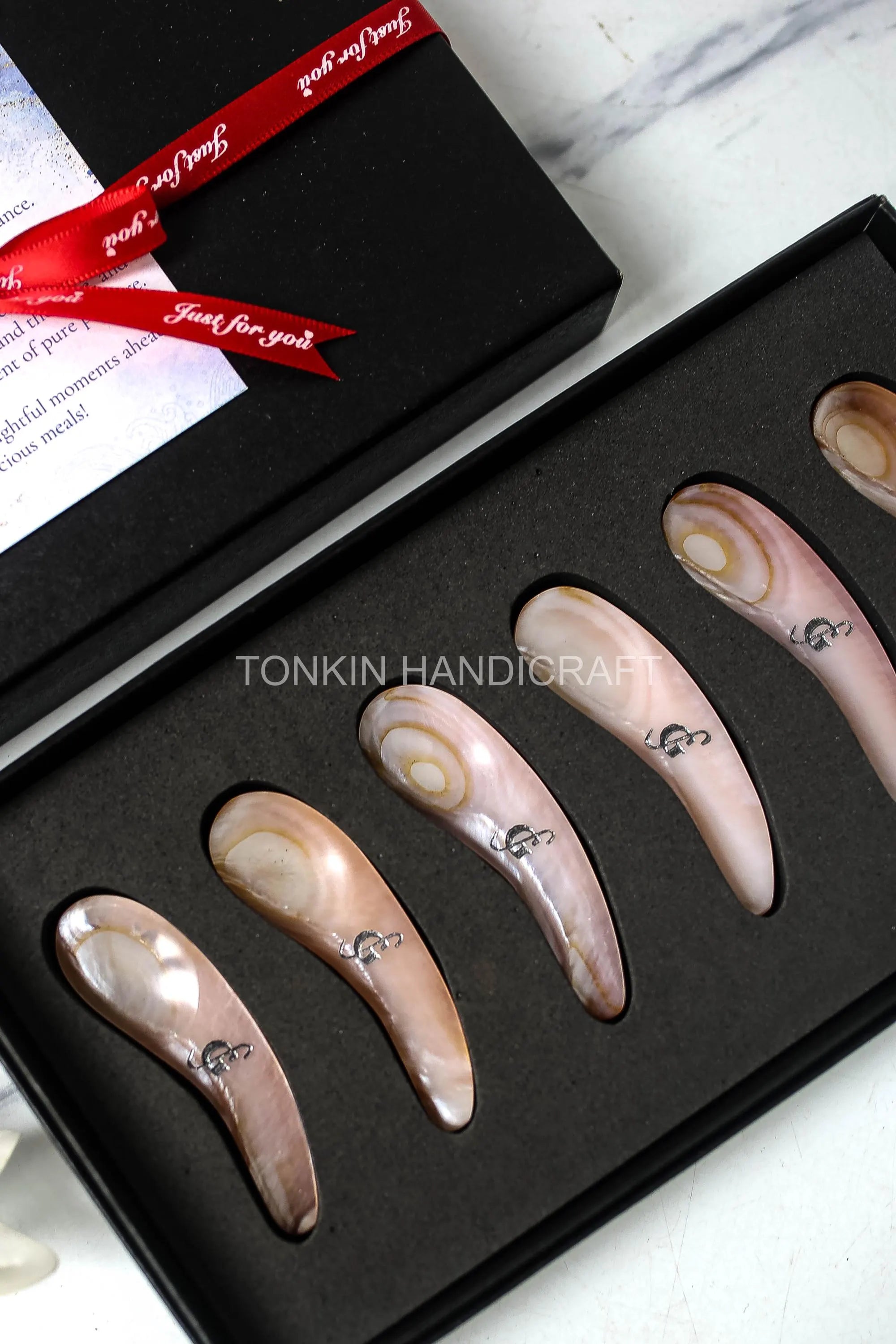 Personalized Set 6 Moo Mother of Pearl Caviar Spoon Gift Set