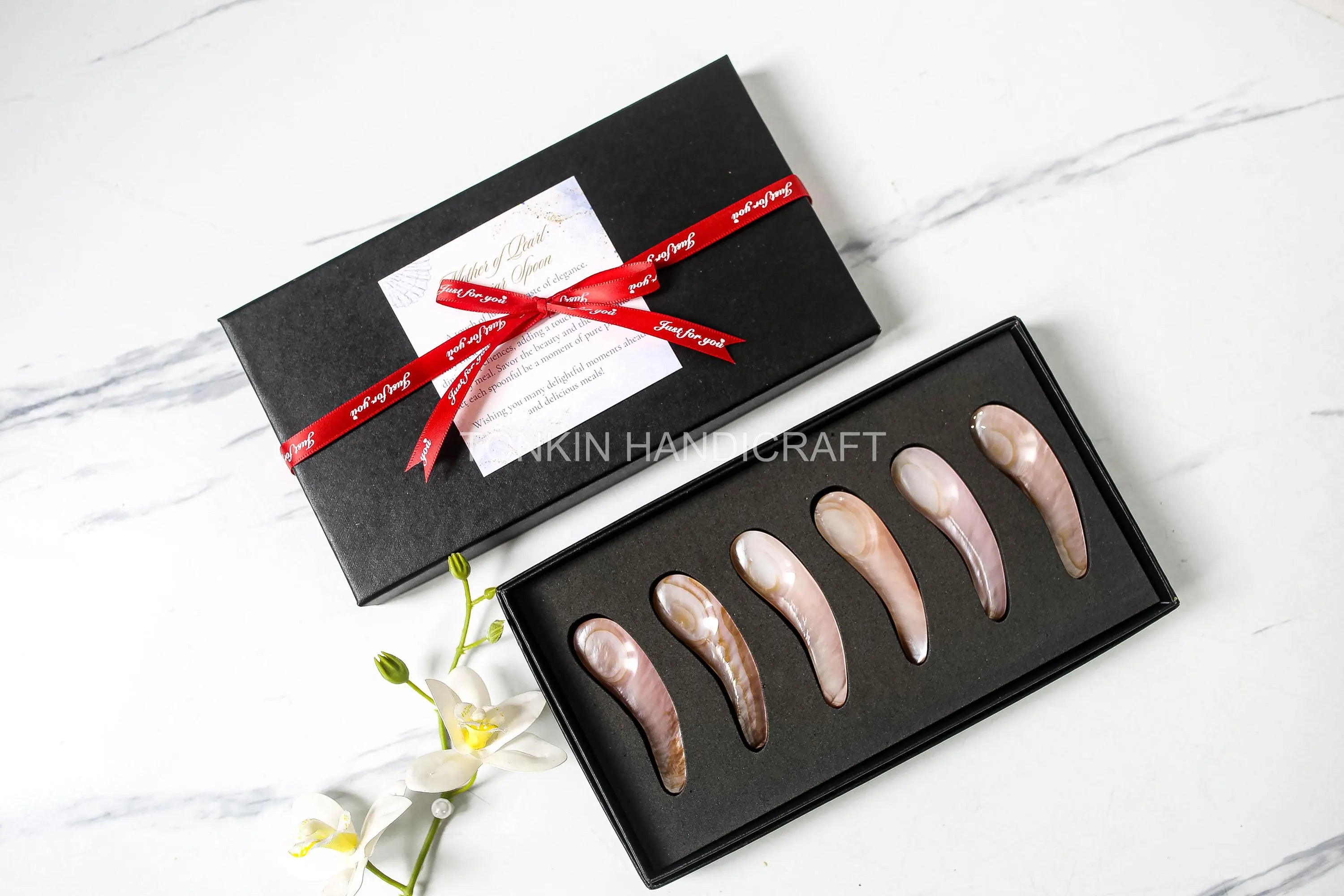 Personalized Set 6 Moo Mother of Pearl Caviar Spoon Gift Set