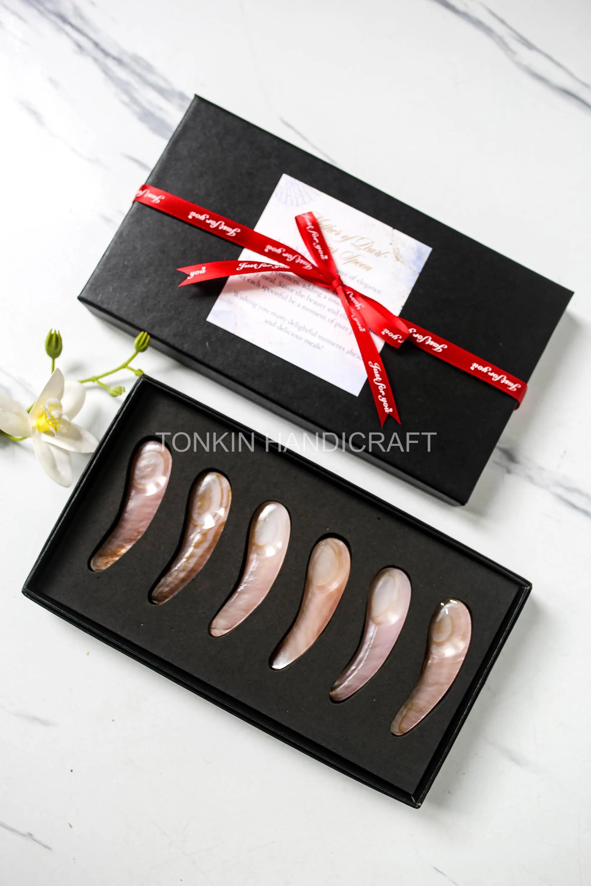 Personalized Set 6 Moo Mother of Pearl Caviar Spoon Gift Set