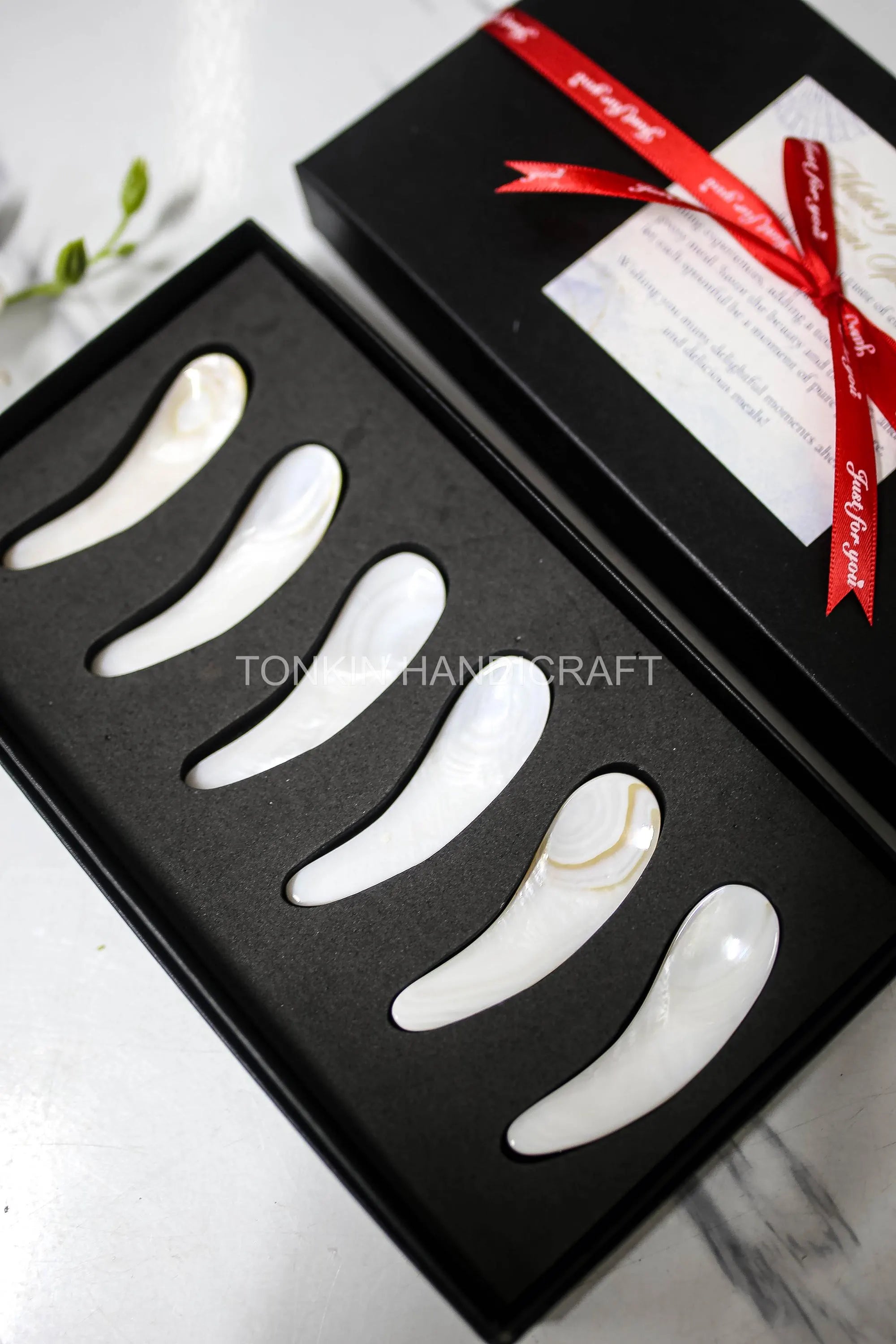 Personalized Set 6 Moo Mother of Pearl Caviar Spoon Gift Set