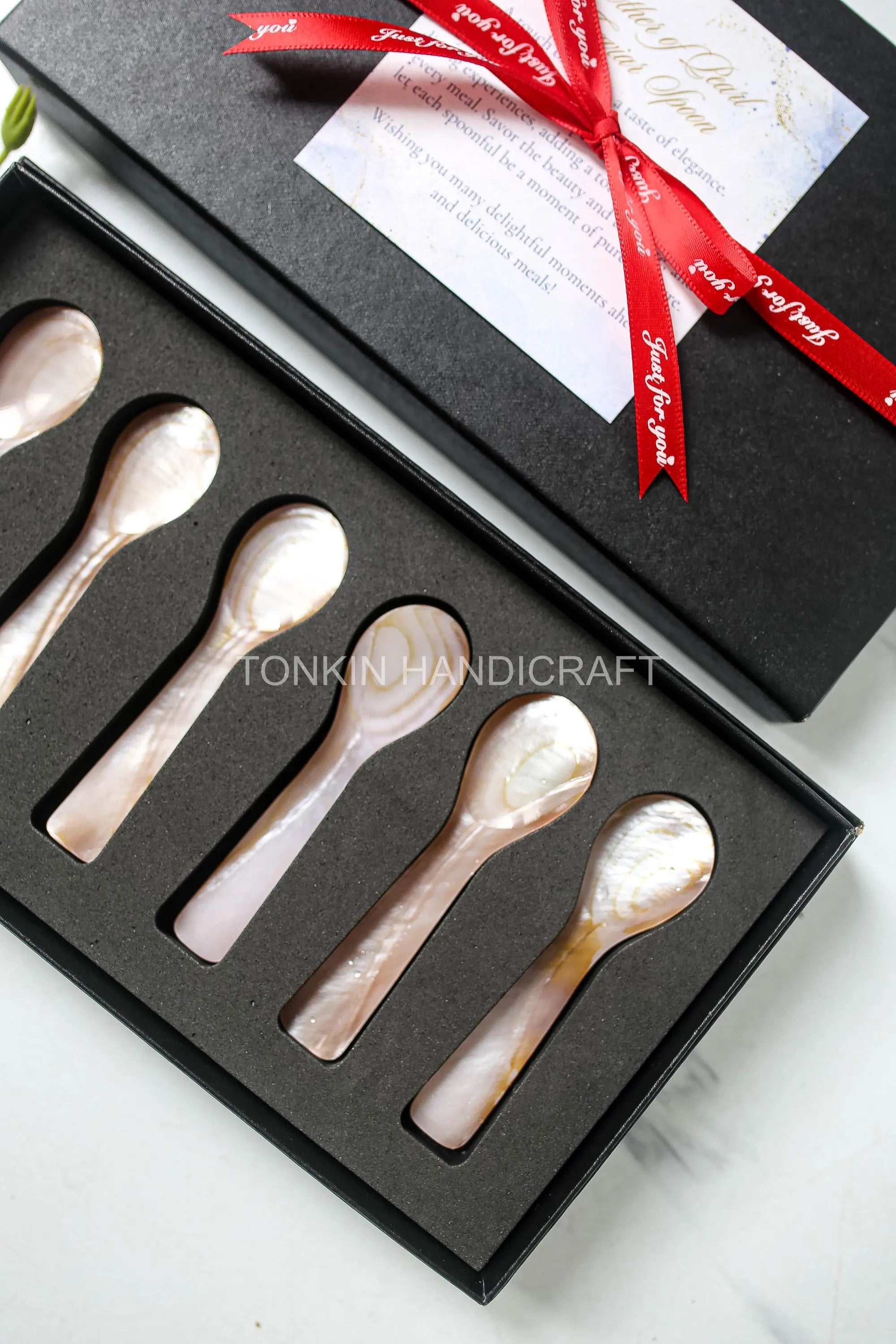 Personalized Set 6 Hong Mother of Pearl Caviar Spoon Gift Set