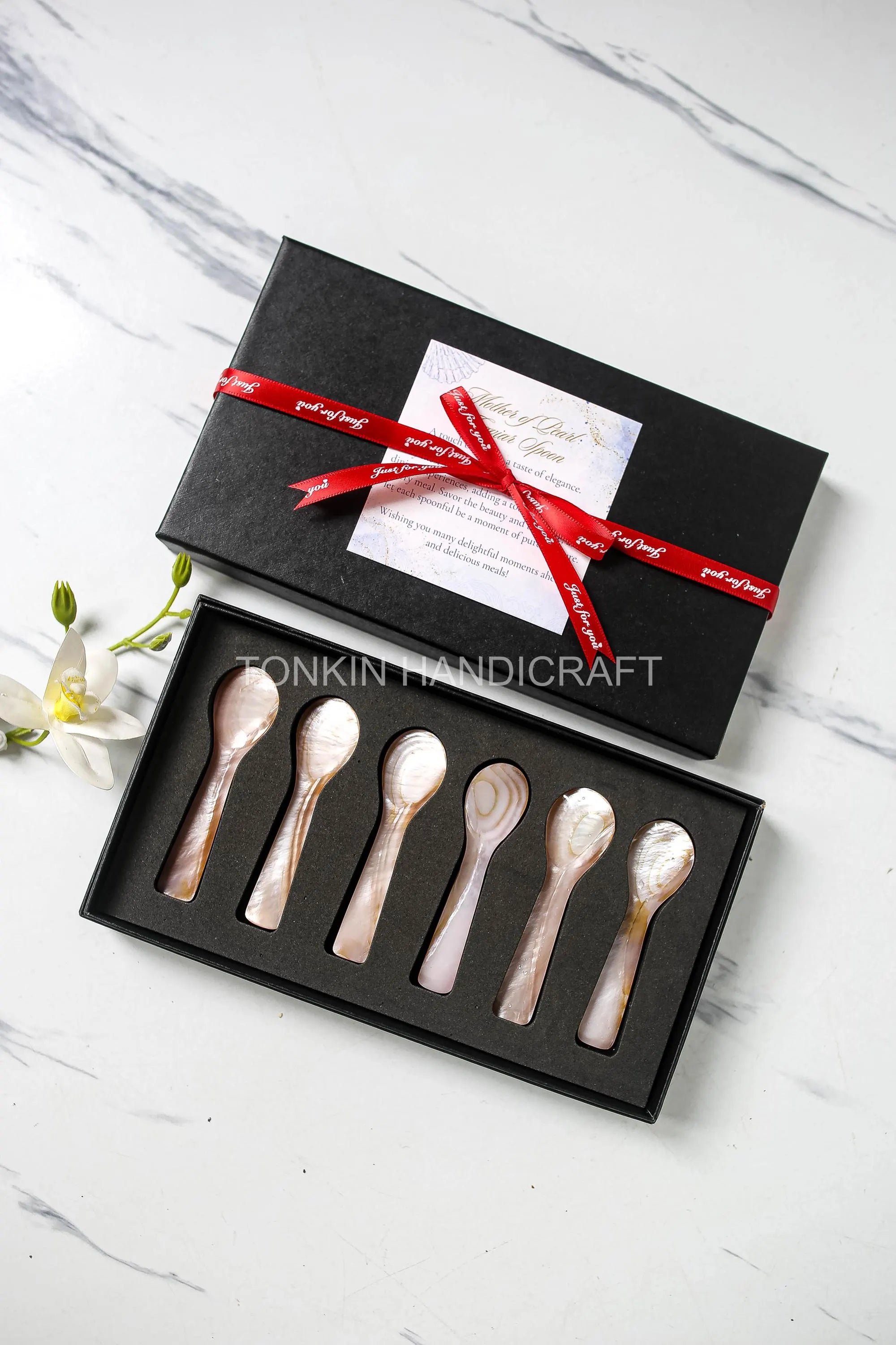 Personalized Set 6 Hong Mother of Pearl Caviar Spoon Gift Set