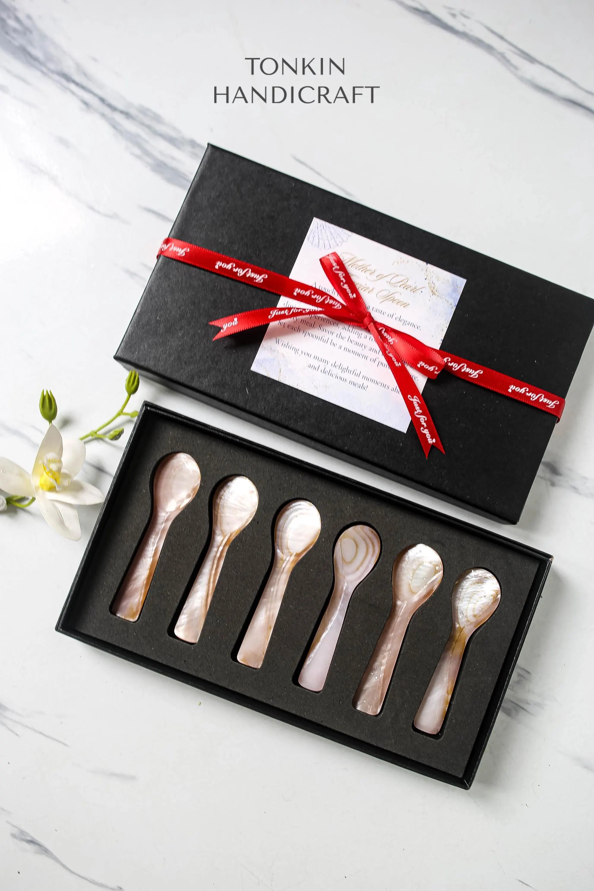 Personalized Set 6 Hong Mother of Pearl Caviar Spoon Gift Set