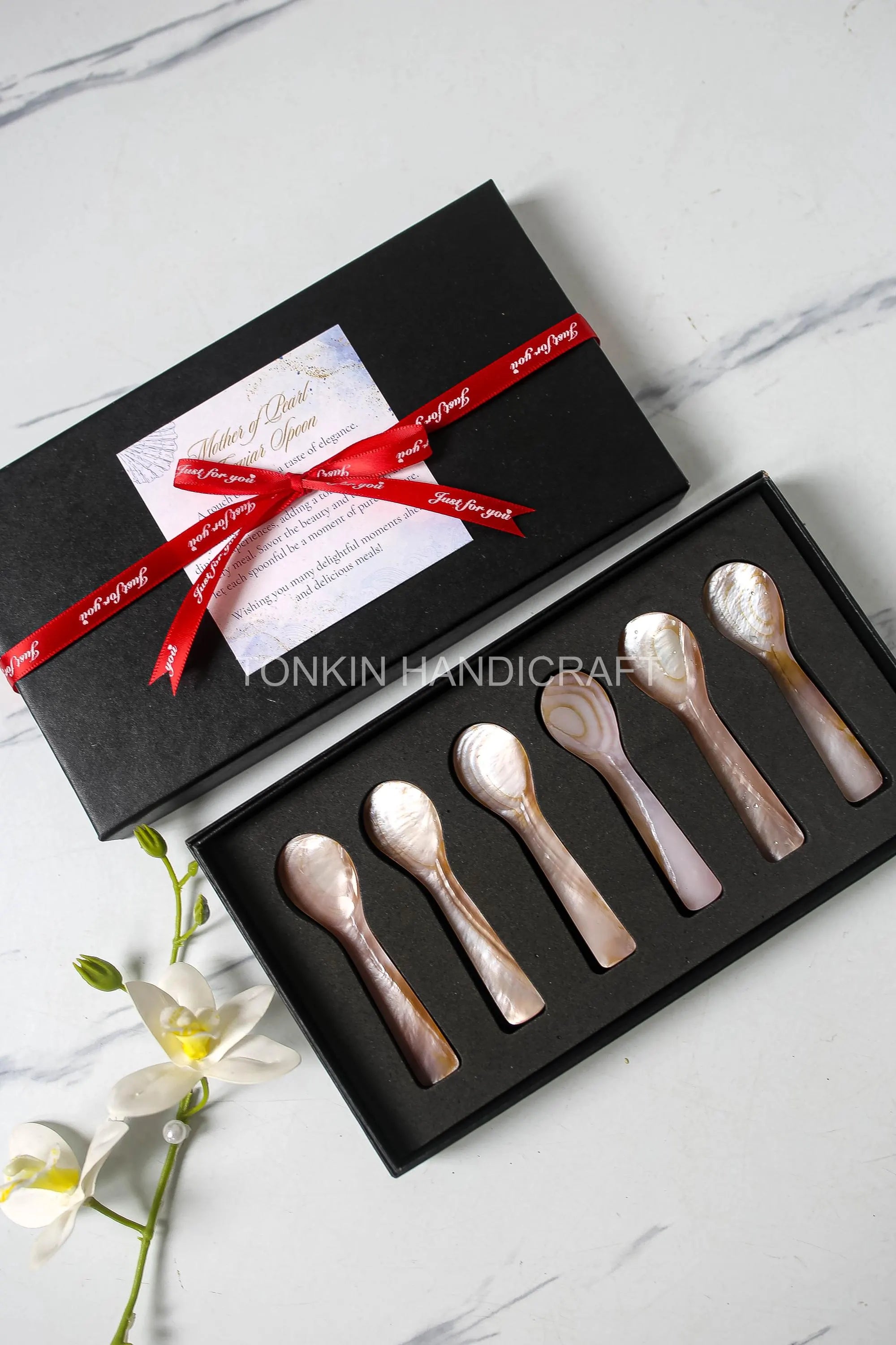 Personalized Set 6 Hong Mother of Pearl Caviar Spoon Gift Set