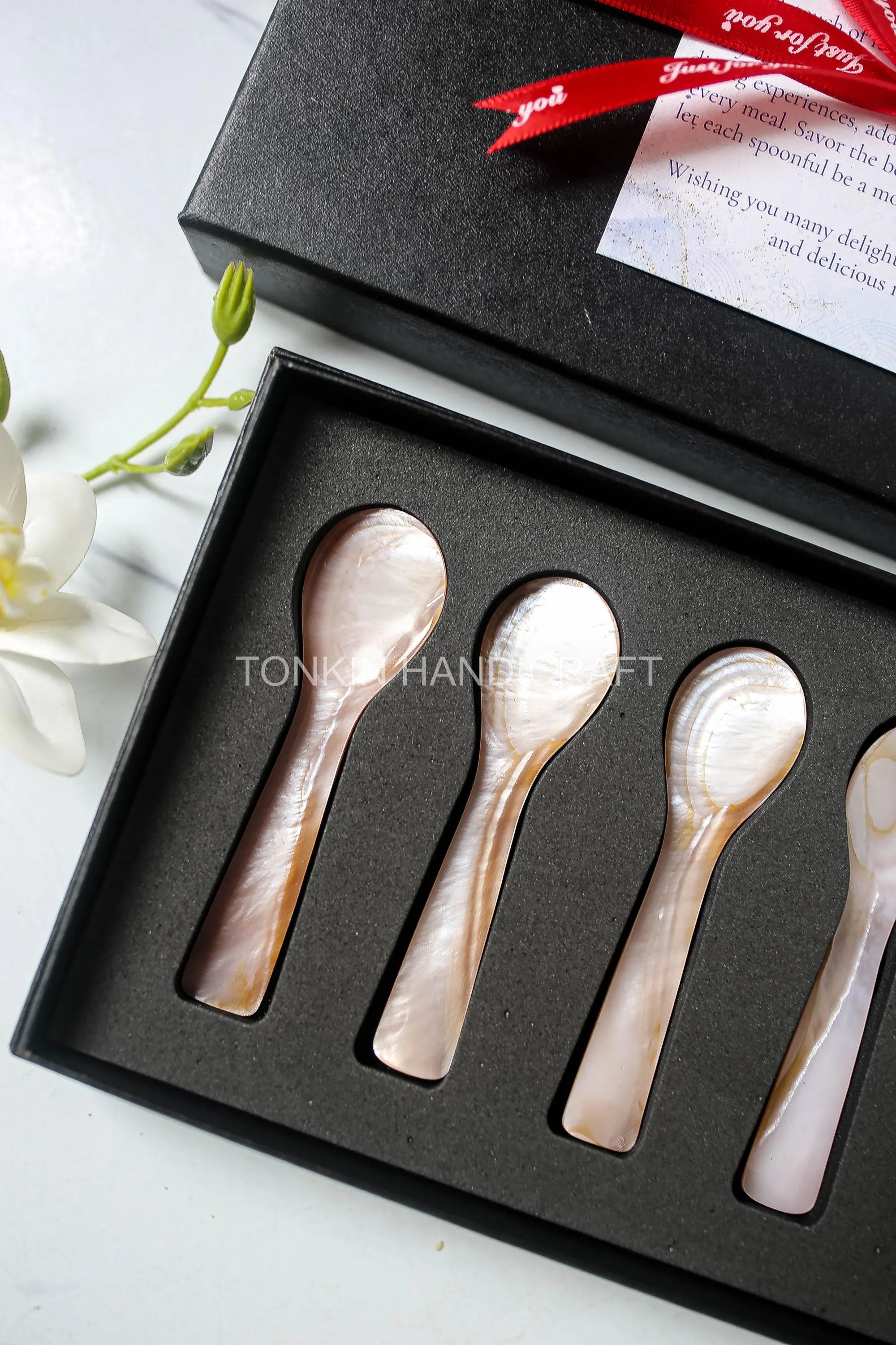 Personalized Set 6 Hong Mother of Pearl Caviar Spoon Gift Set