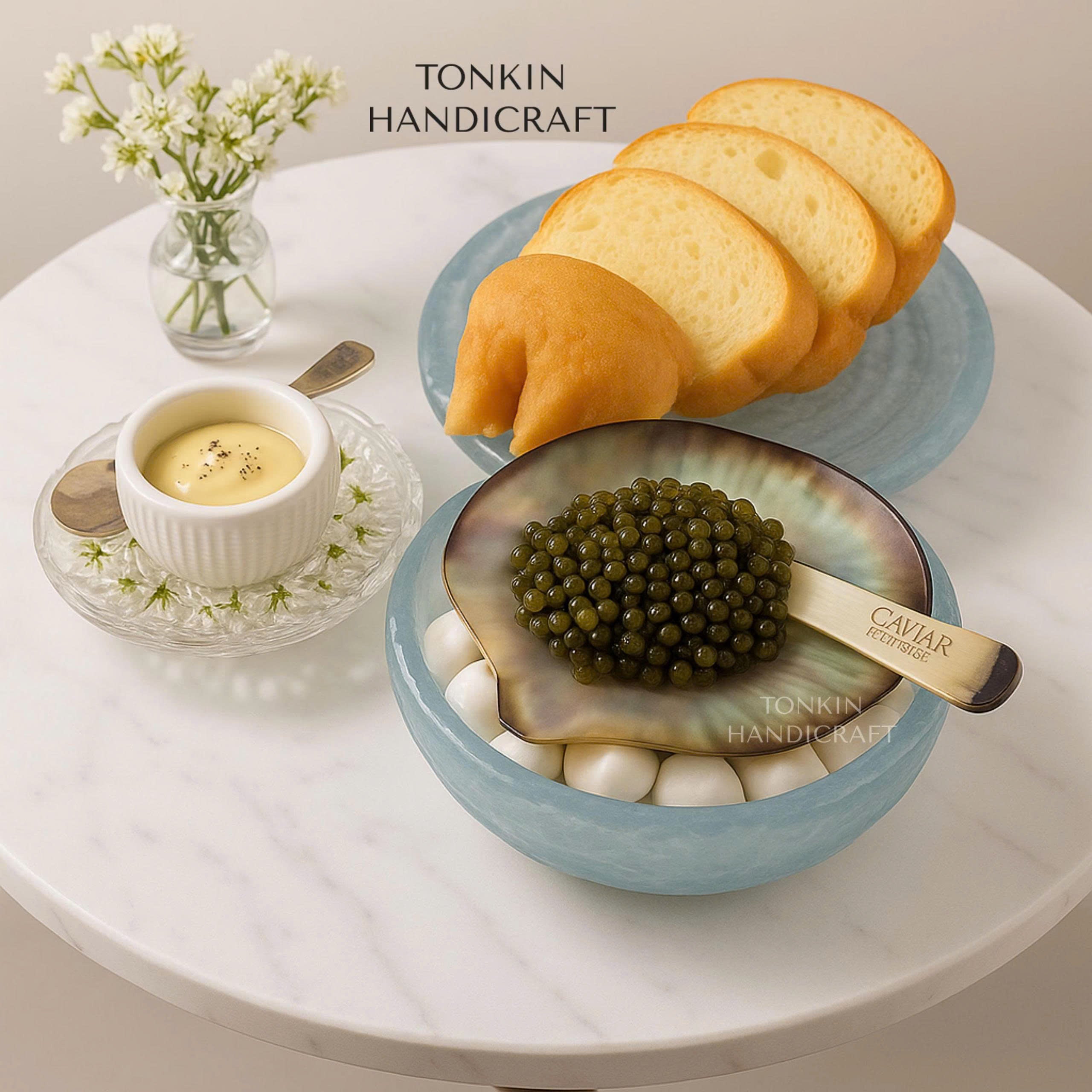 Mother of Pearl Seashell Dish for Caviar Serving