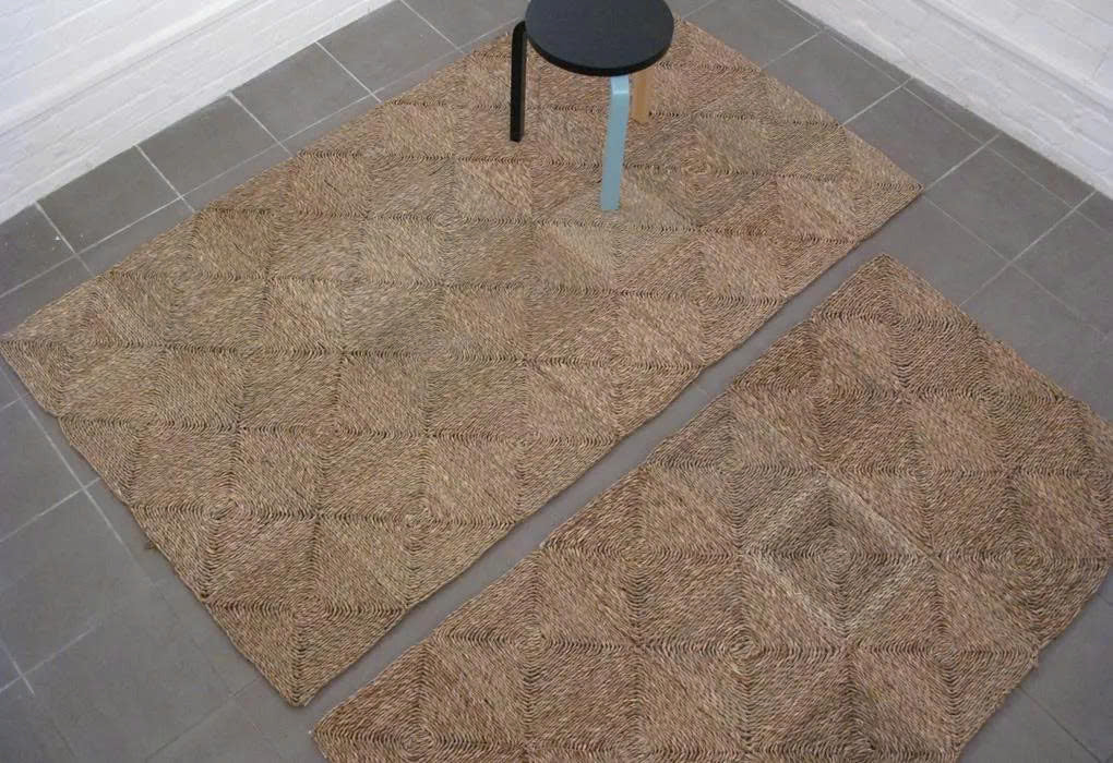 Hand Woven Natural Square Wicker Foldable Rug