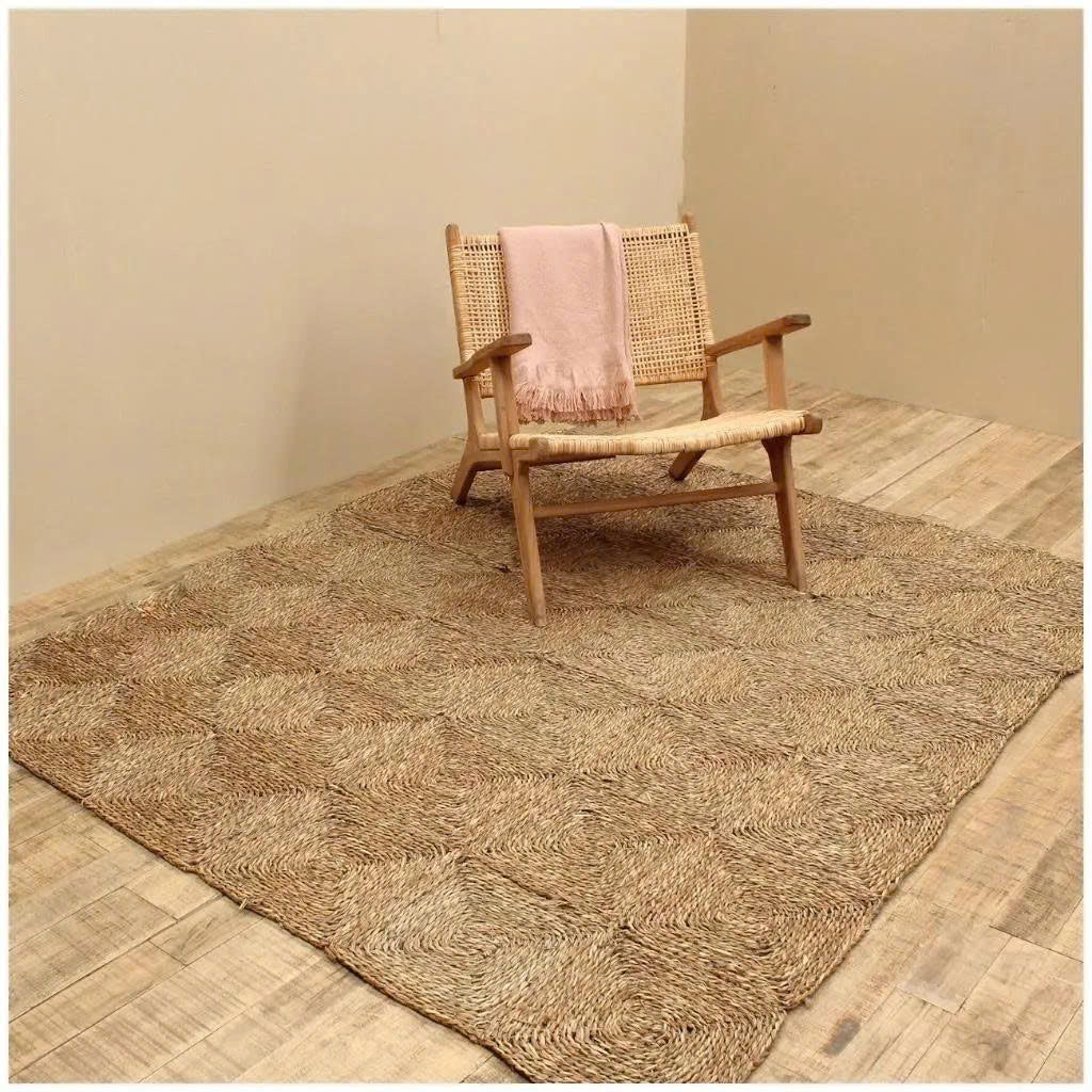 Hand Woven Natural Square Wicker Foldable Rug