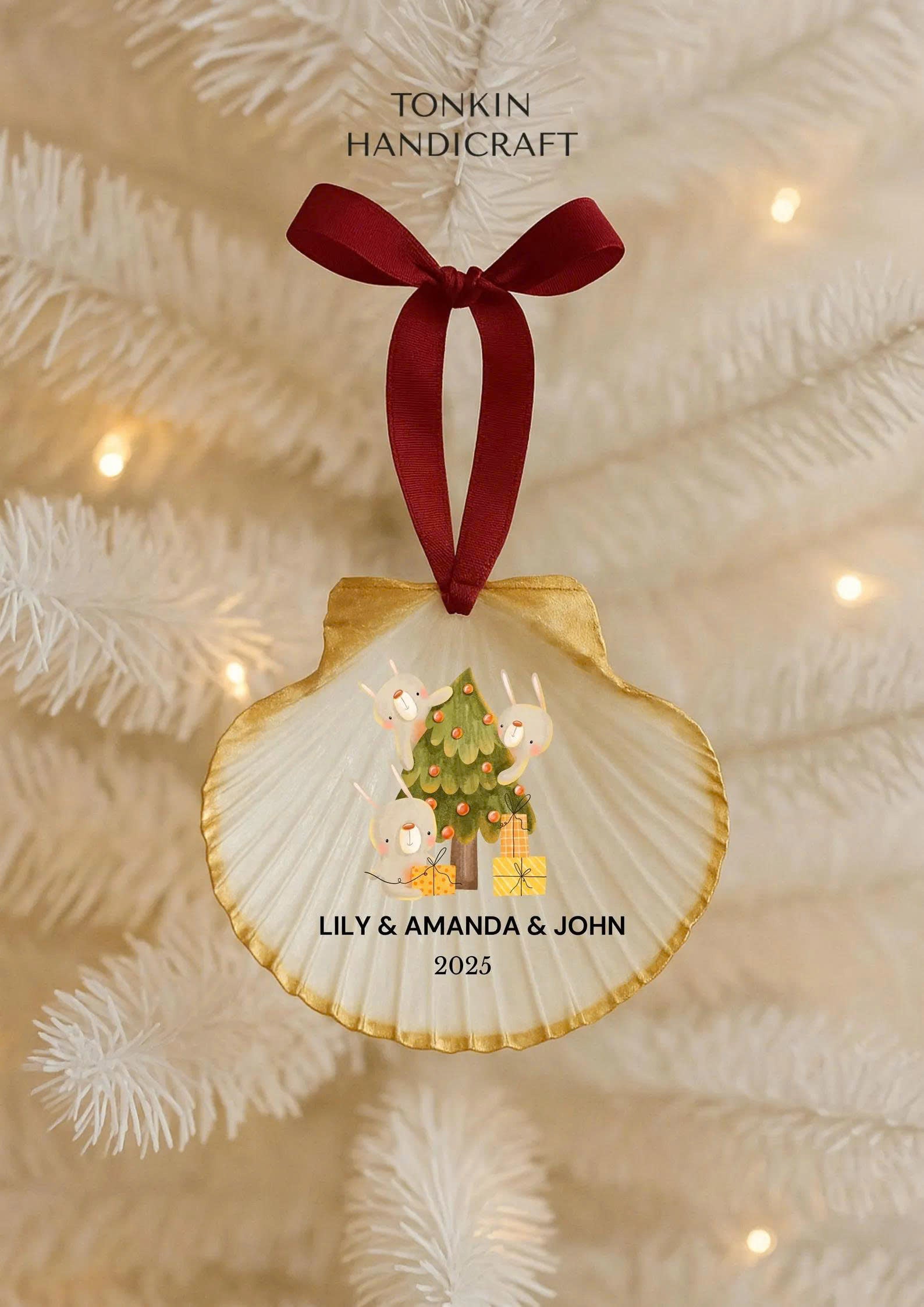 Personalized Engagement Shell Ornament 13
