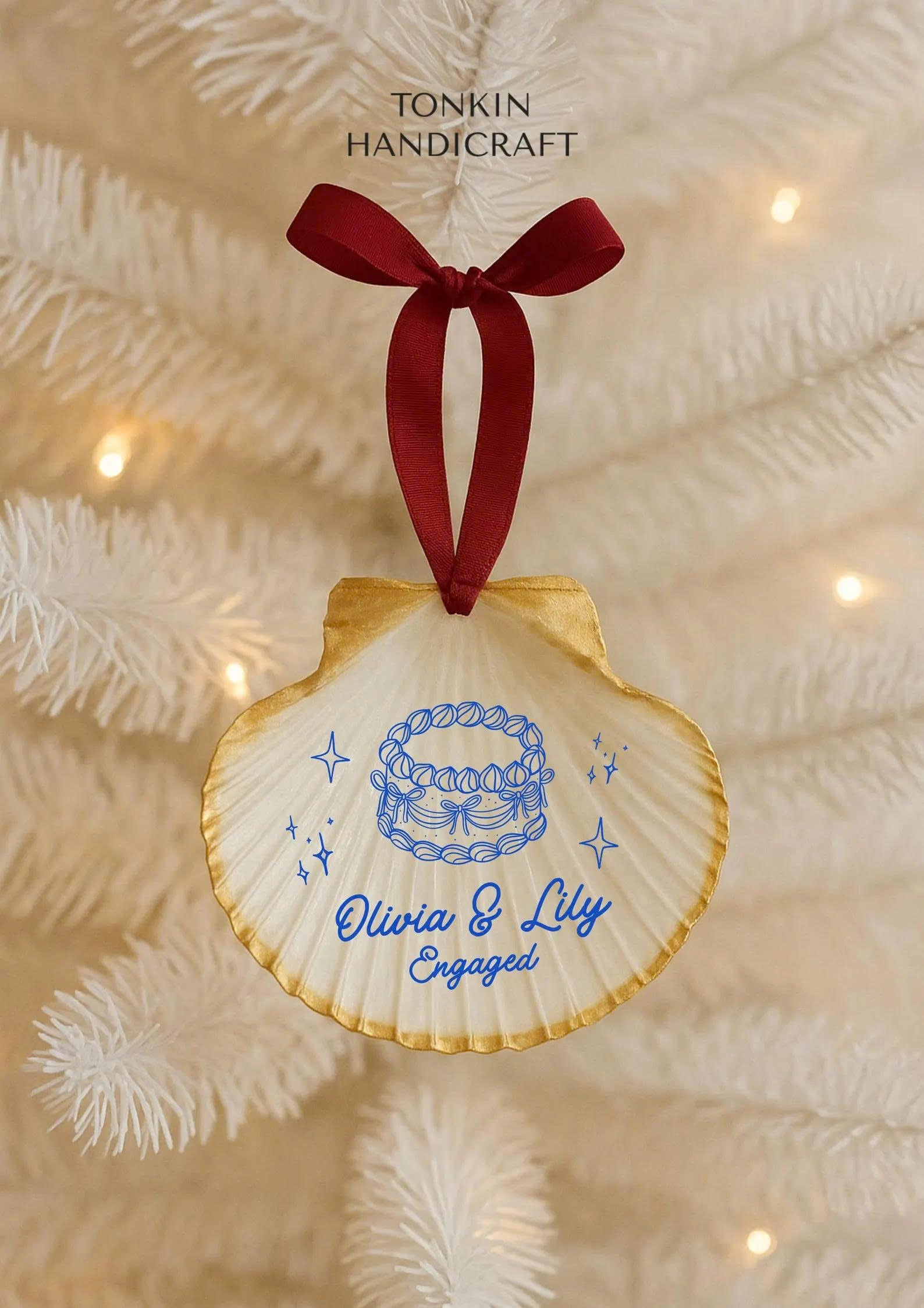 Personalized Engagement Shell Ornament 14