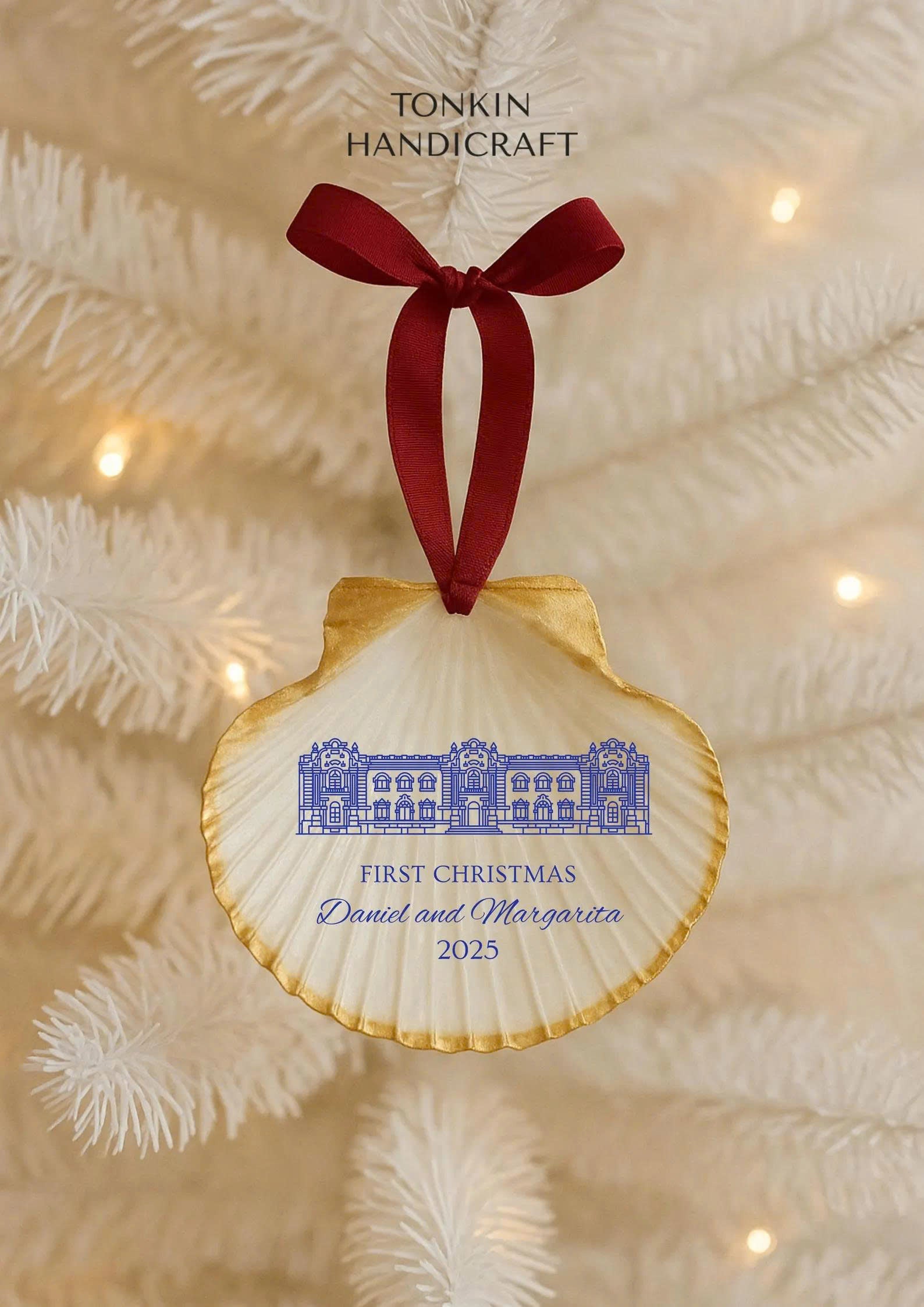 Personalized Engagement Shell Ornament 14