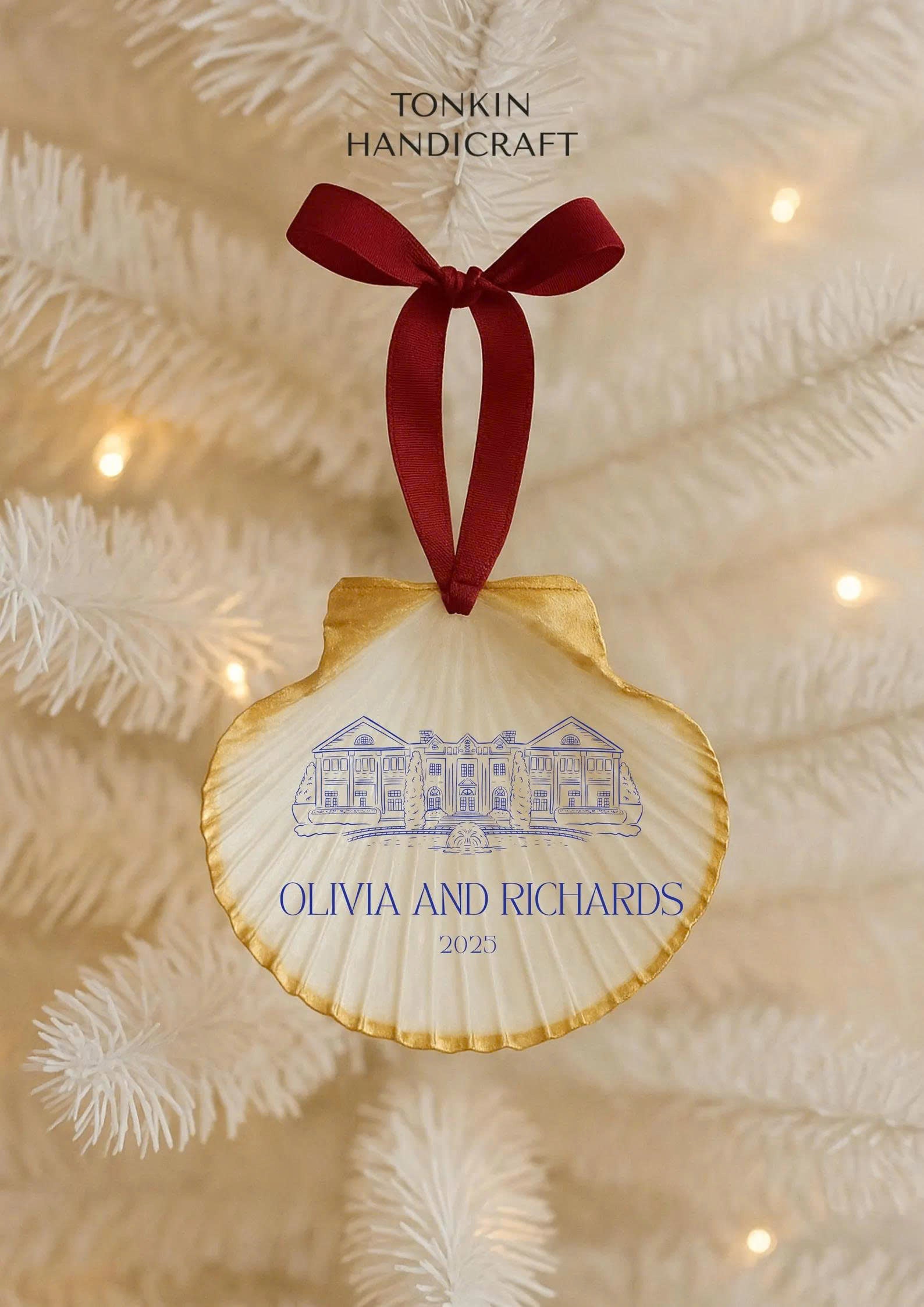 Personalized Engagement Shell Ornament 14